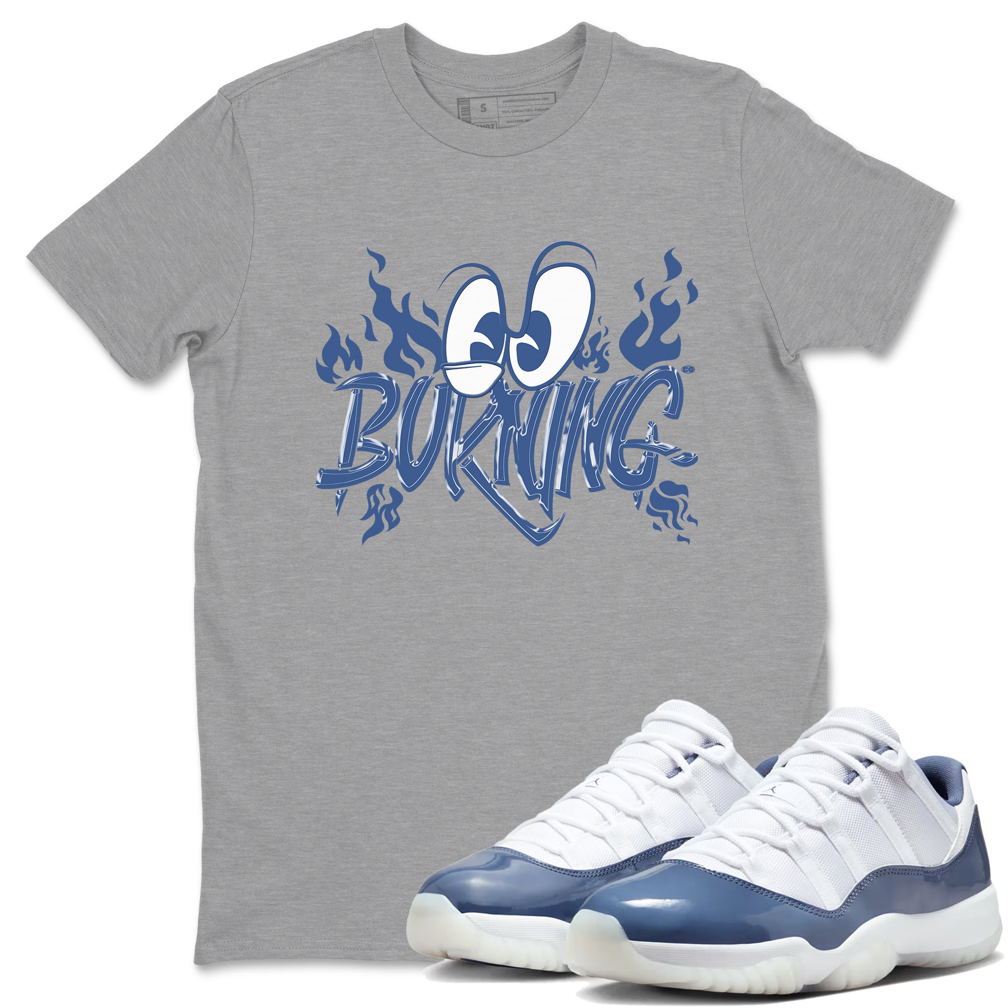 11s Diffused Blue shirts to match jordans Burning sneaker match tees Air Jordan 11 Diffused Blue Drip Gear Zone unisex cotton Heather Grey 1 crew neck shirts