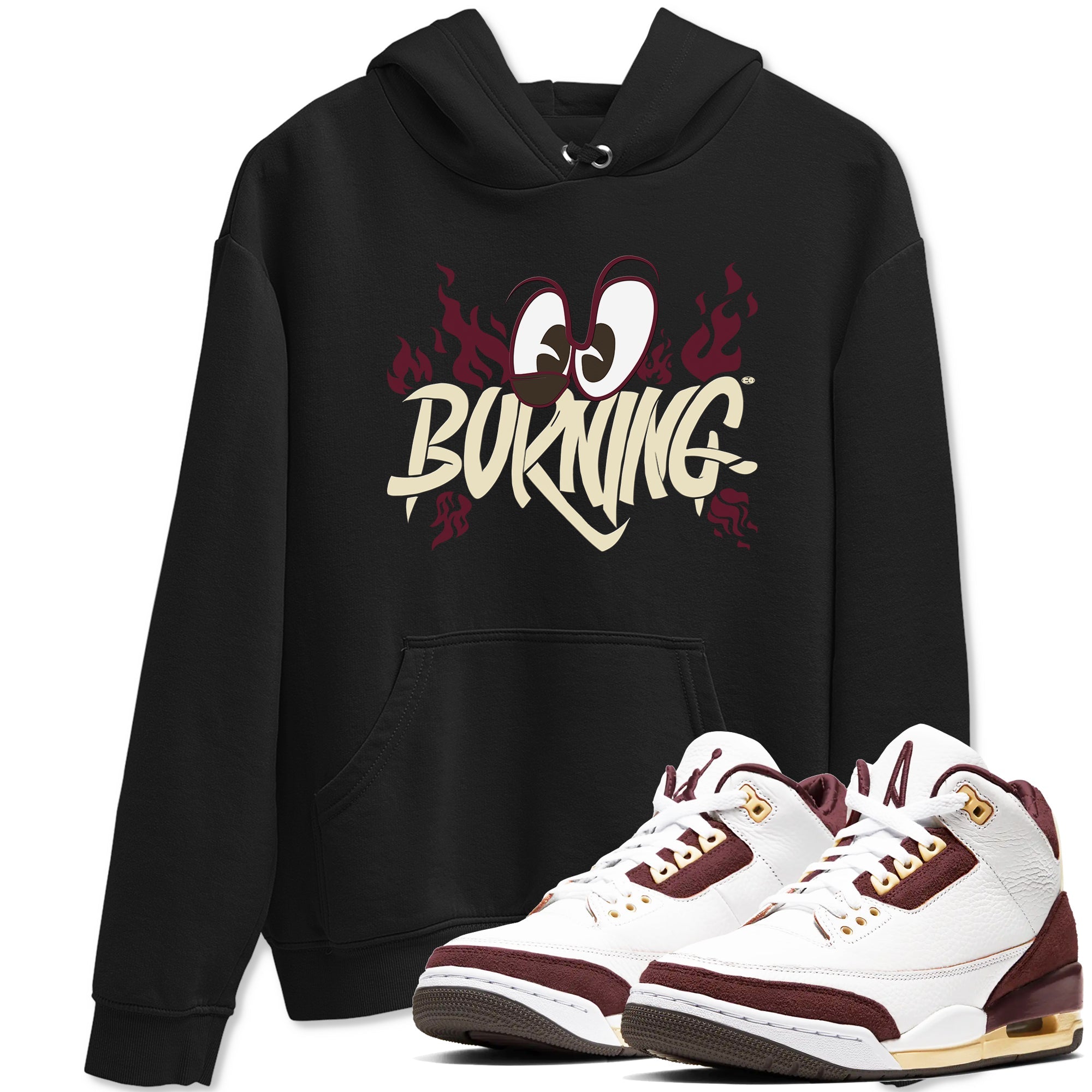 3s A Ma Maniere x Burgundy Crush shirts to match jordans Burning sneaker match tees A Ma Maniere x Air Jordan 3 Burgundy Crush Sneaker Release Tees unisex cotton Black 1 crew neck shirts