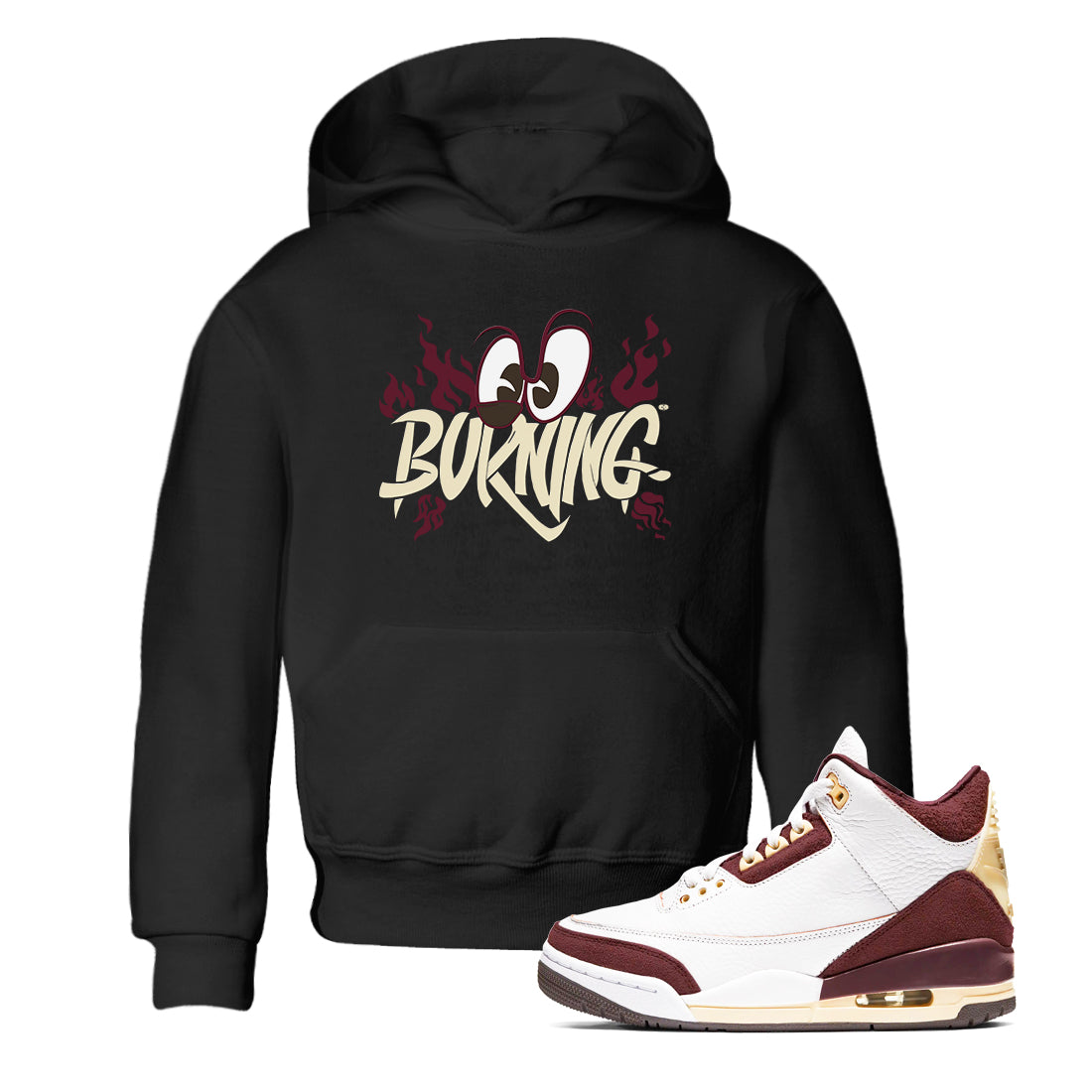 3s A Ma Maniere x Burgundy Crush shirts to match jordans Burning sneaker match tees A Ma Maniere x Air Jordan 3 Burgundy Crush Sneaker Release Tees Youth Baby Black 1 crew neck shirts