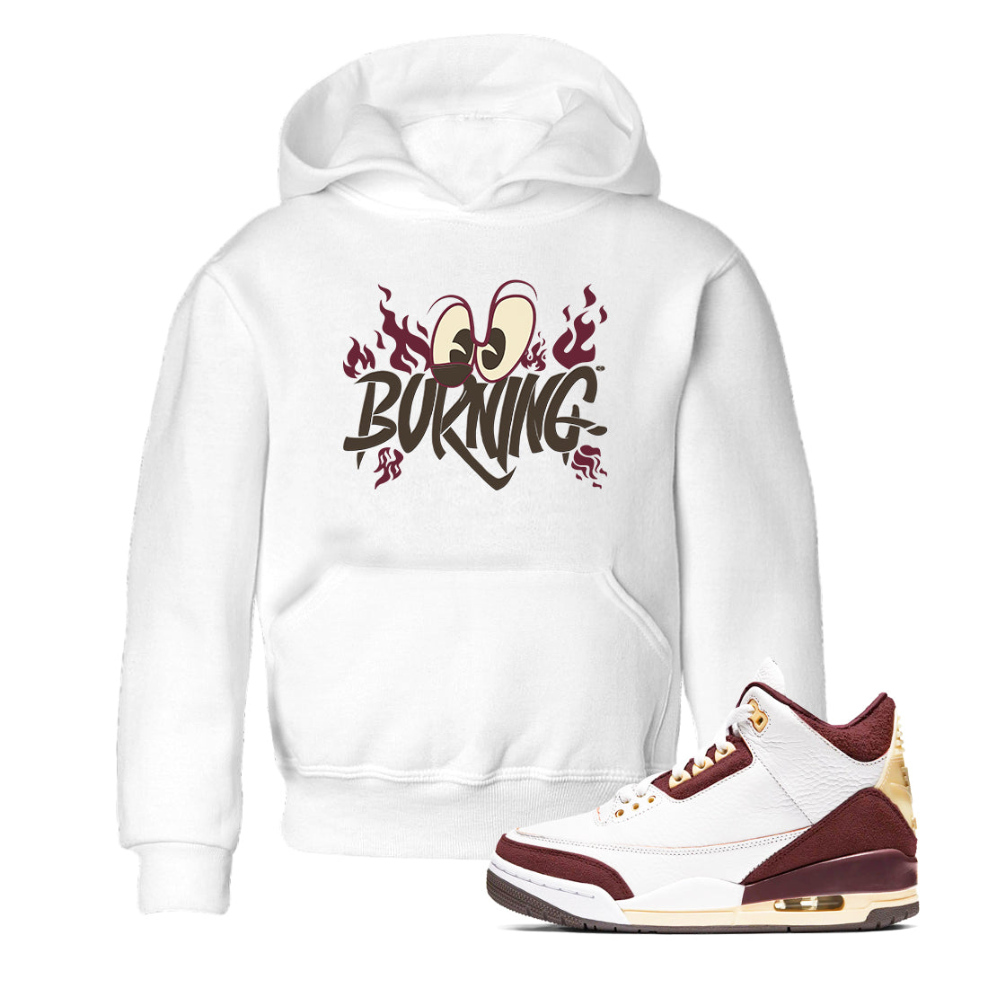 3s A Ma Maniere x Burgundy Crush shirts to match jordans Burning sneaker match tees A Ma Maniere x Air Jordan 3 Burgundy Crush Sneaker Release Tees Youth Baby White 1 crew neck shirts