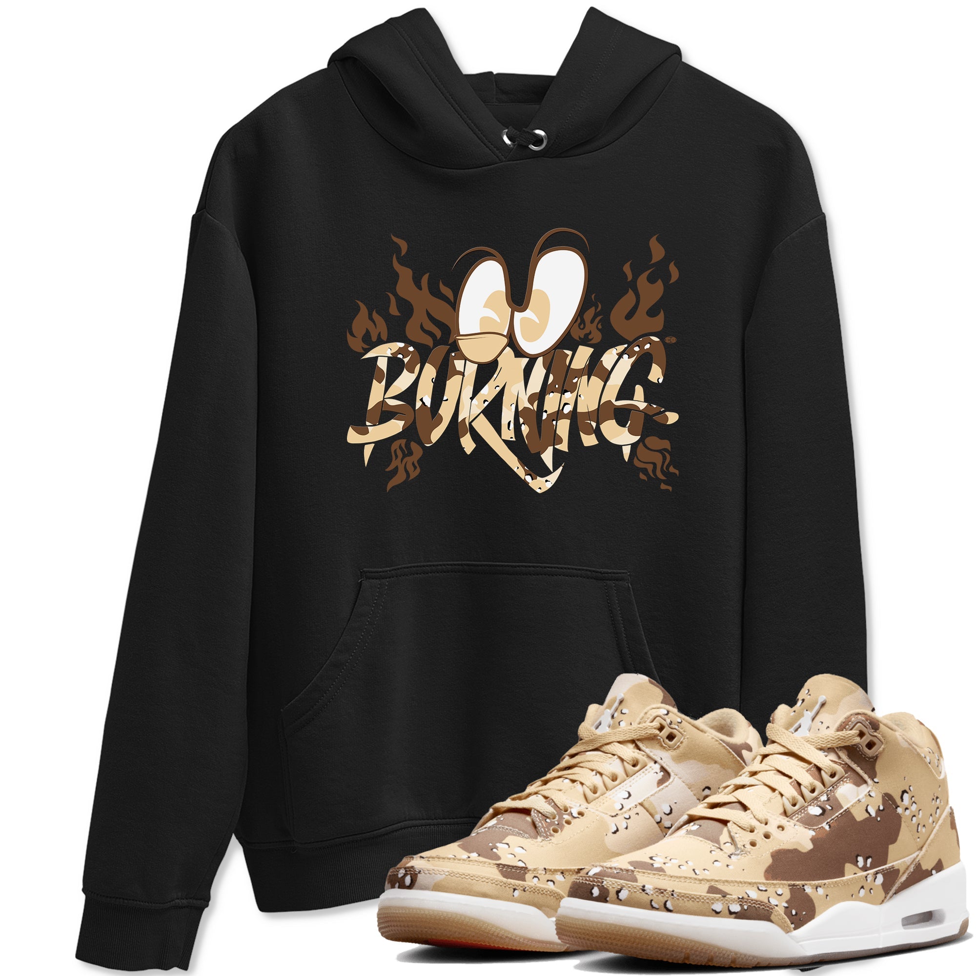 3s Desert Camo shirts to match jordans Burning sneaker match tees Air Jordan 3 Desert Camo Drip Gear Zone streetwear brand Black 1 unisex cotton tee