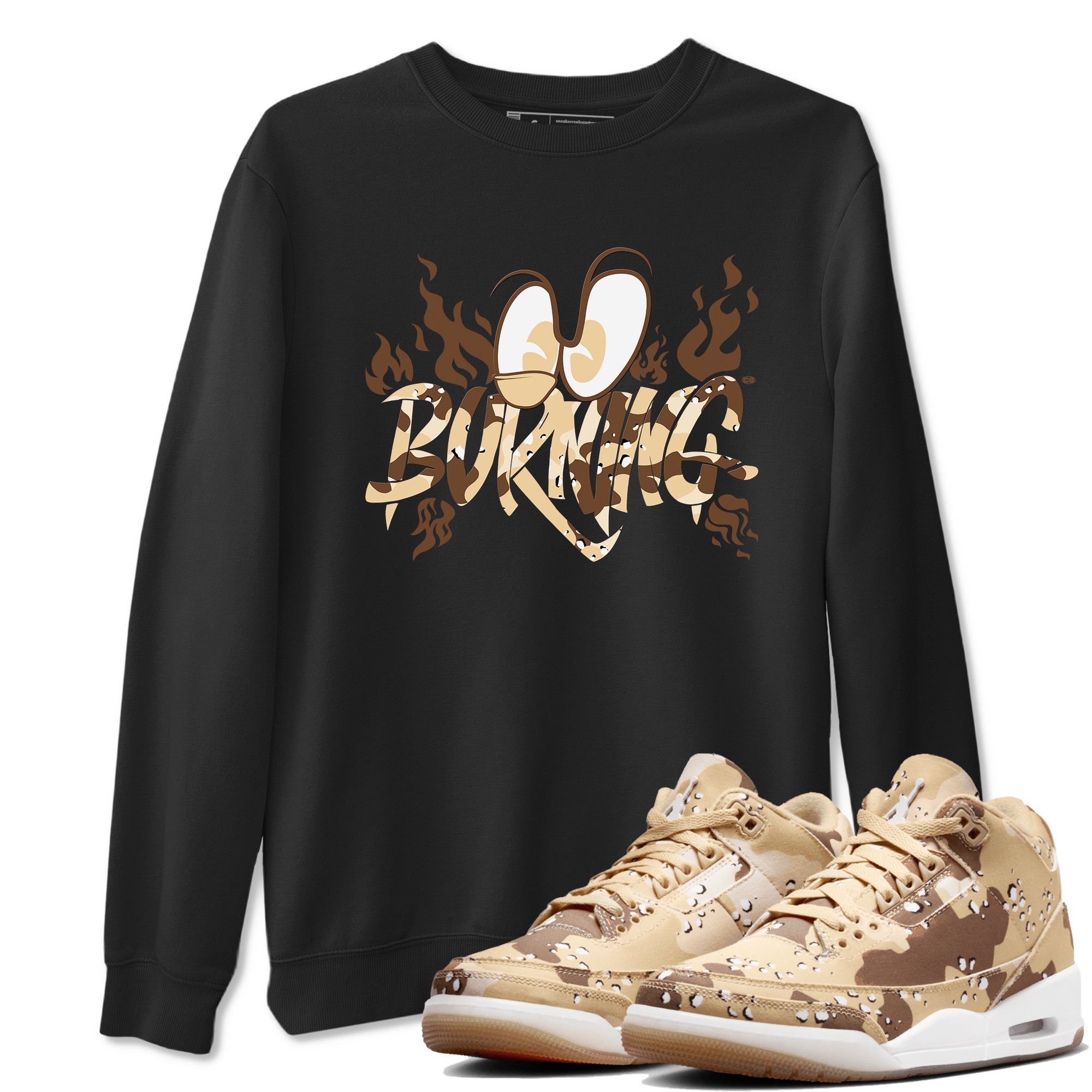 3s Desert Camo shirts to match jordans Burning sneaker match tees Air Jordan 3 Desert Camo Drip Gear Zone streetwear brand Black 1 unisex cotton tee