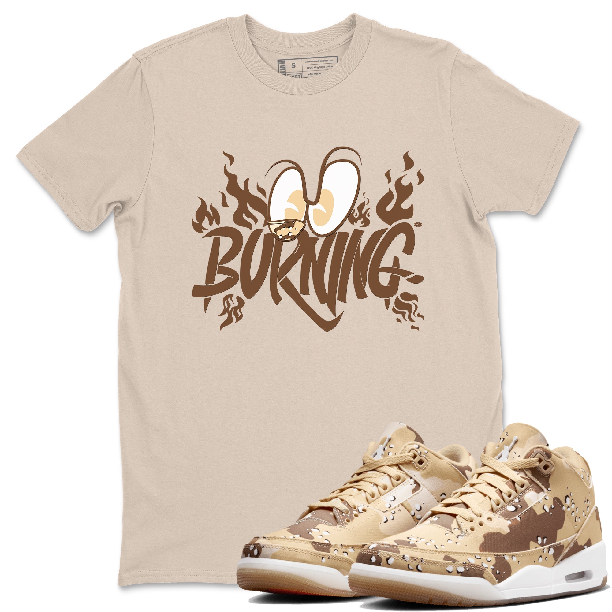 3s Desert Camo shirts to match jordans Burning sneaker match tees Air Jordan 3 Desert Camo Drip Gear Zone streetwear brand Sand 1 unisex cotton tee
