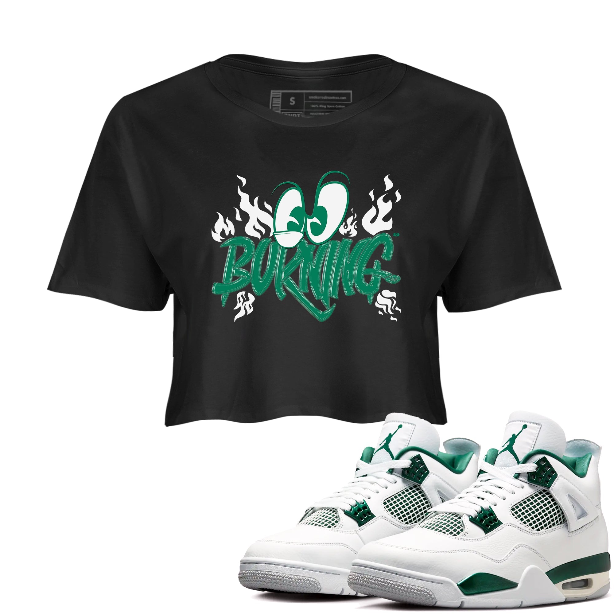 4s Oxidized Green shirts to match jordans Burning sneaker match tees Air Jordan 4 Oxidized Green Drip Gear Zone streetwear brand Black 1 crop tee
