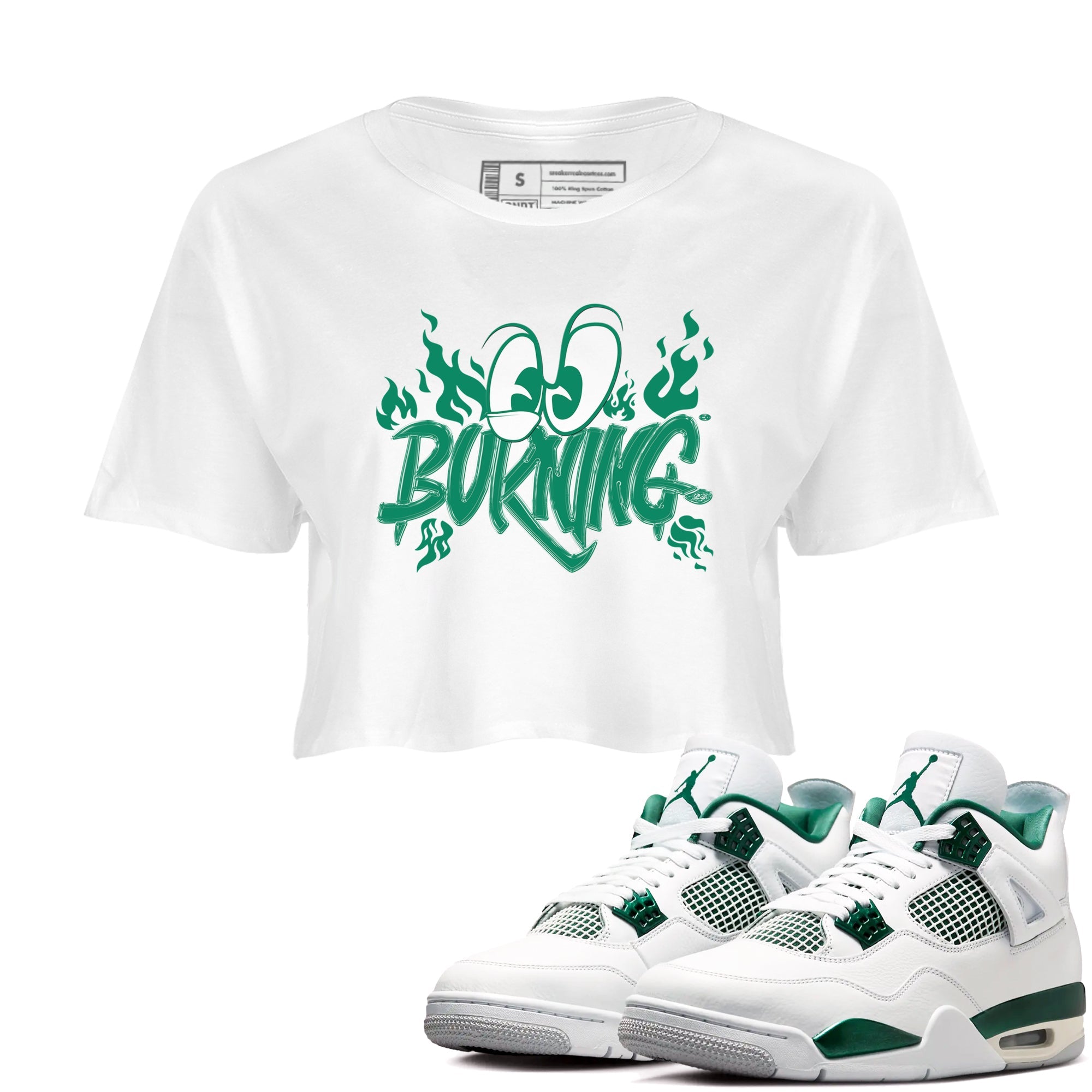 4s Oxidized Green shirts to match jordans Burning sneaker match tees Air Jordan 4 Oxidized Green Drip Gear Zone streetwear brand White 1 crop tee