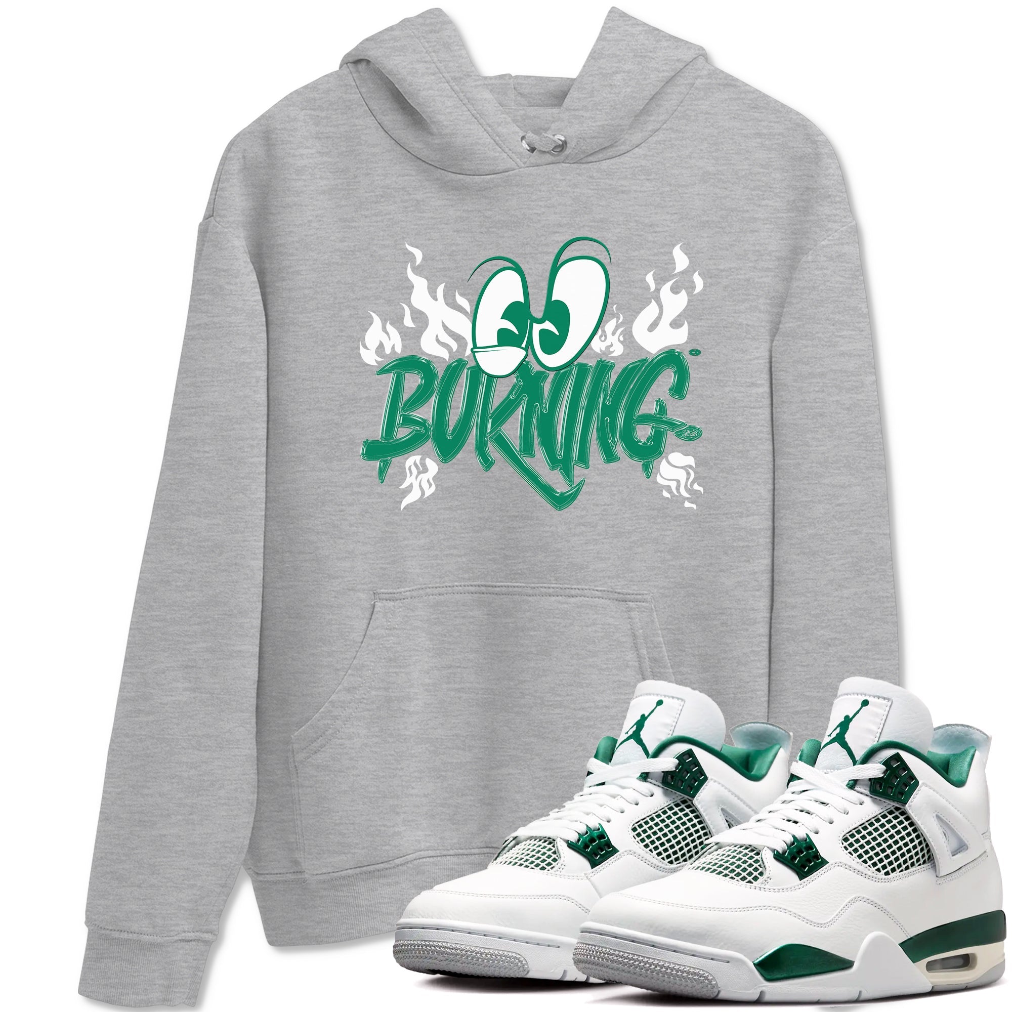 4s Oxidized Green shirts to match jordans Burning sneaker match tees Air Jordan 4 Oxidized Green Drip Gear Zone streetwear brand Heather Grey 1 unisex cotton tee