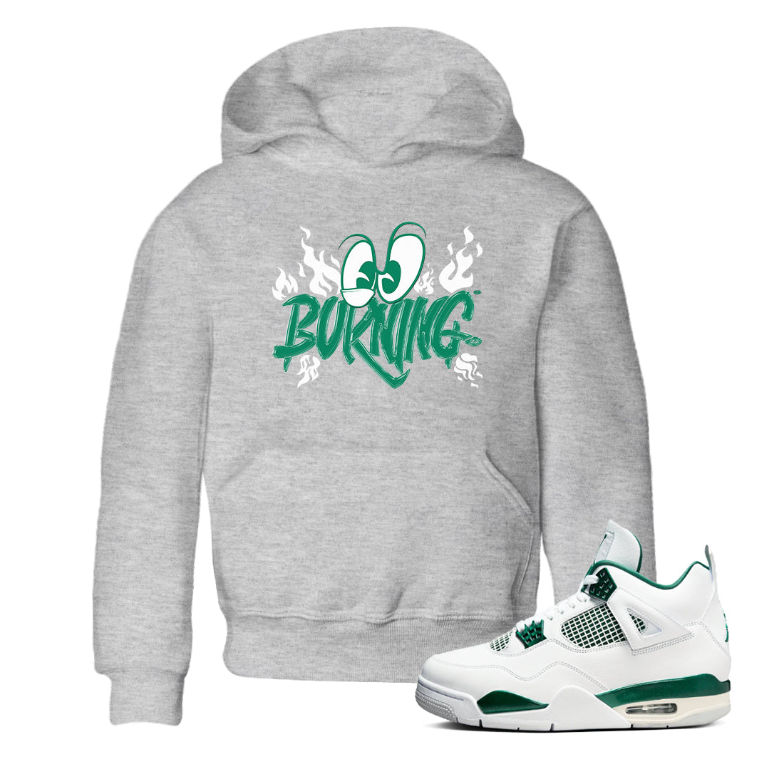 4s Oxidized Green shirts to match jordans Burning sneaker match tees Air Jordan 4 Oxidized Green Drip Gear Zone streetwear brand Baby and Youth Heather Grey 1 cotton tee