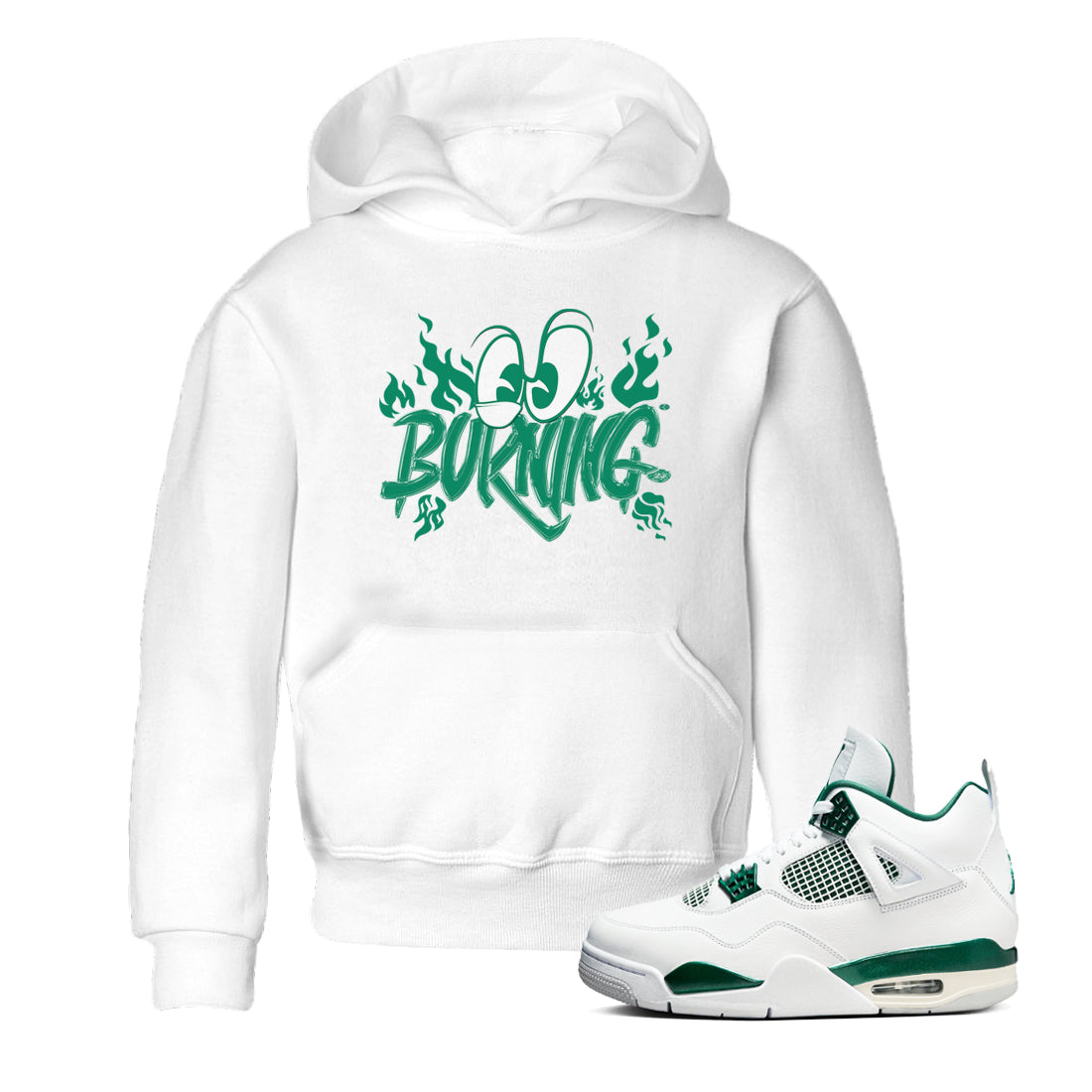 4s Oxidized Green shirts to match jordans Burning sneaker match tees Air Jordan 4 Oxidized Green Drip Gear Zone streetwear brand Baby and Youth White 1 cotton tee
