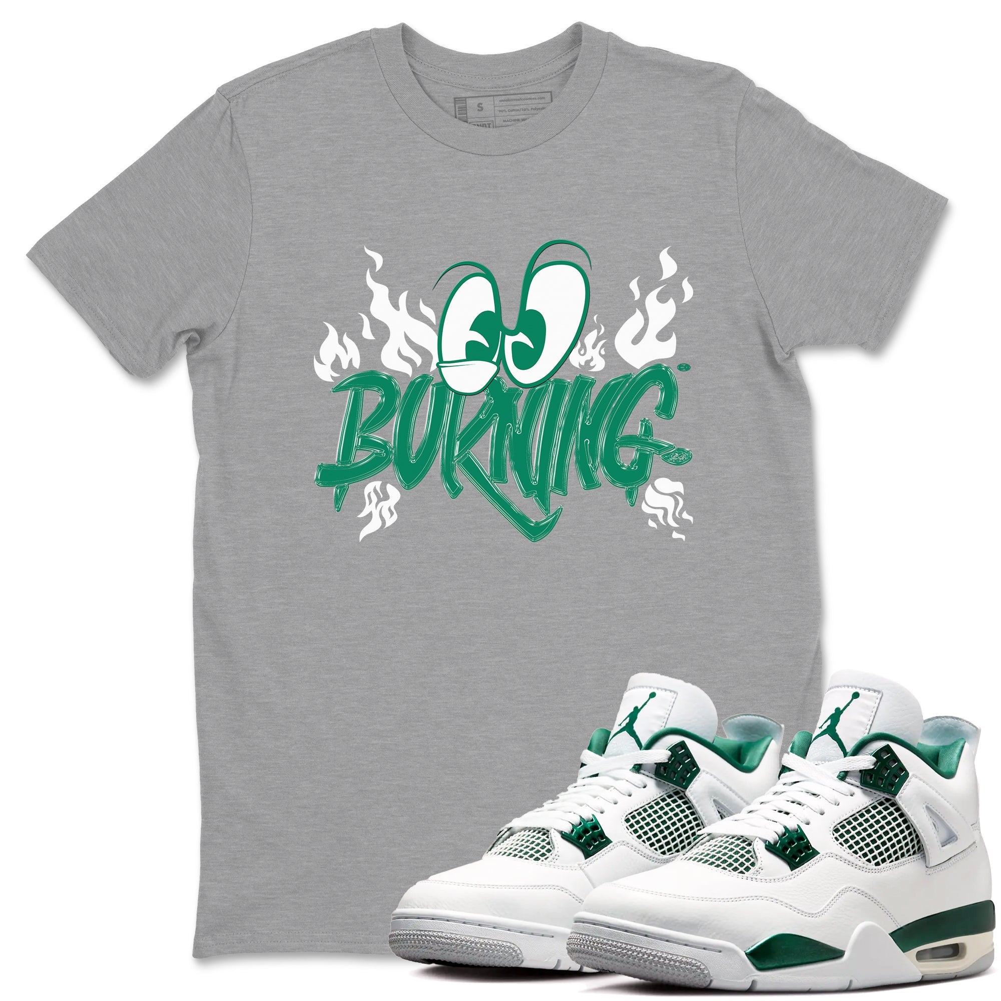 4s Oxidized Green shirts to match jordans Burning sneaker match tees Air Jordan 4 Oxidized Green Drip Gear Zone streetwear brand Heather Grey 1 unisex cotton tee