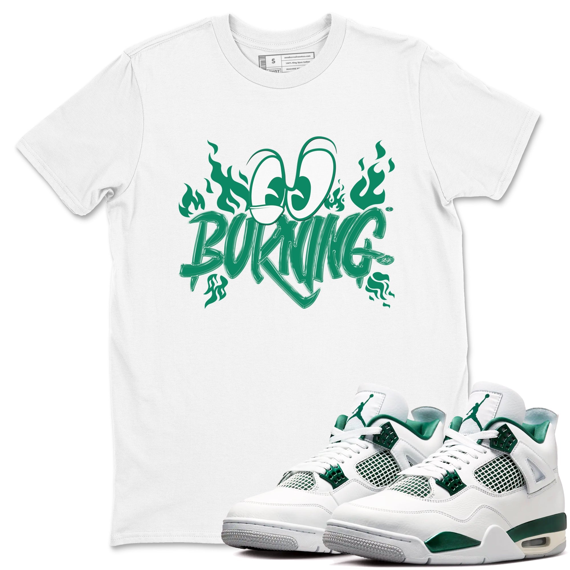 4s Oxidized Green shirts to match jordans Burning sneaker match tees Air Jordan 4 Oxidized Green Drip Gear Zone streetwear brand White 1 unisex cotton tee