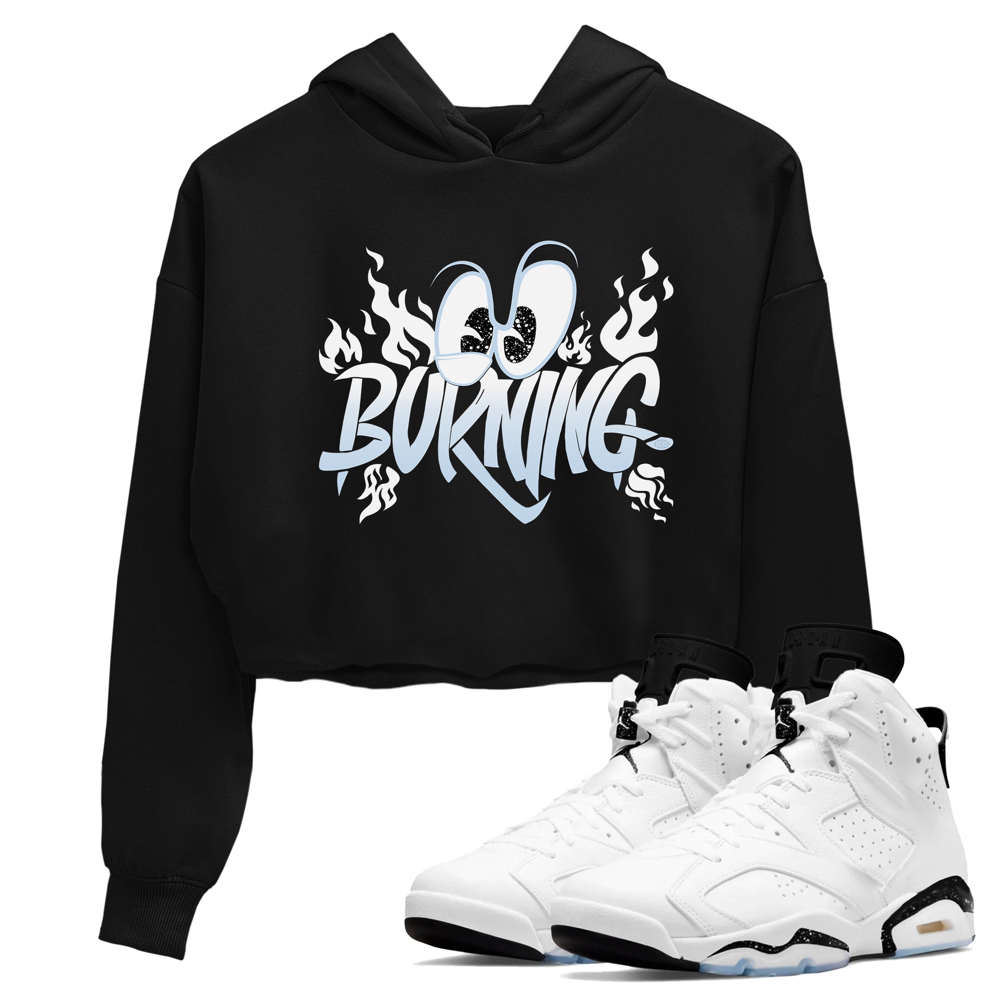 AJ6 Reverse Cookies shirts to match jordans Burning sneaker match tees Air Jordan 6 Reverse Cookies Drip Gear Zone streetwear brand Black 1 crop tee