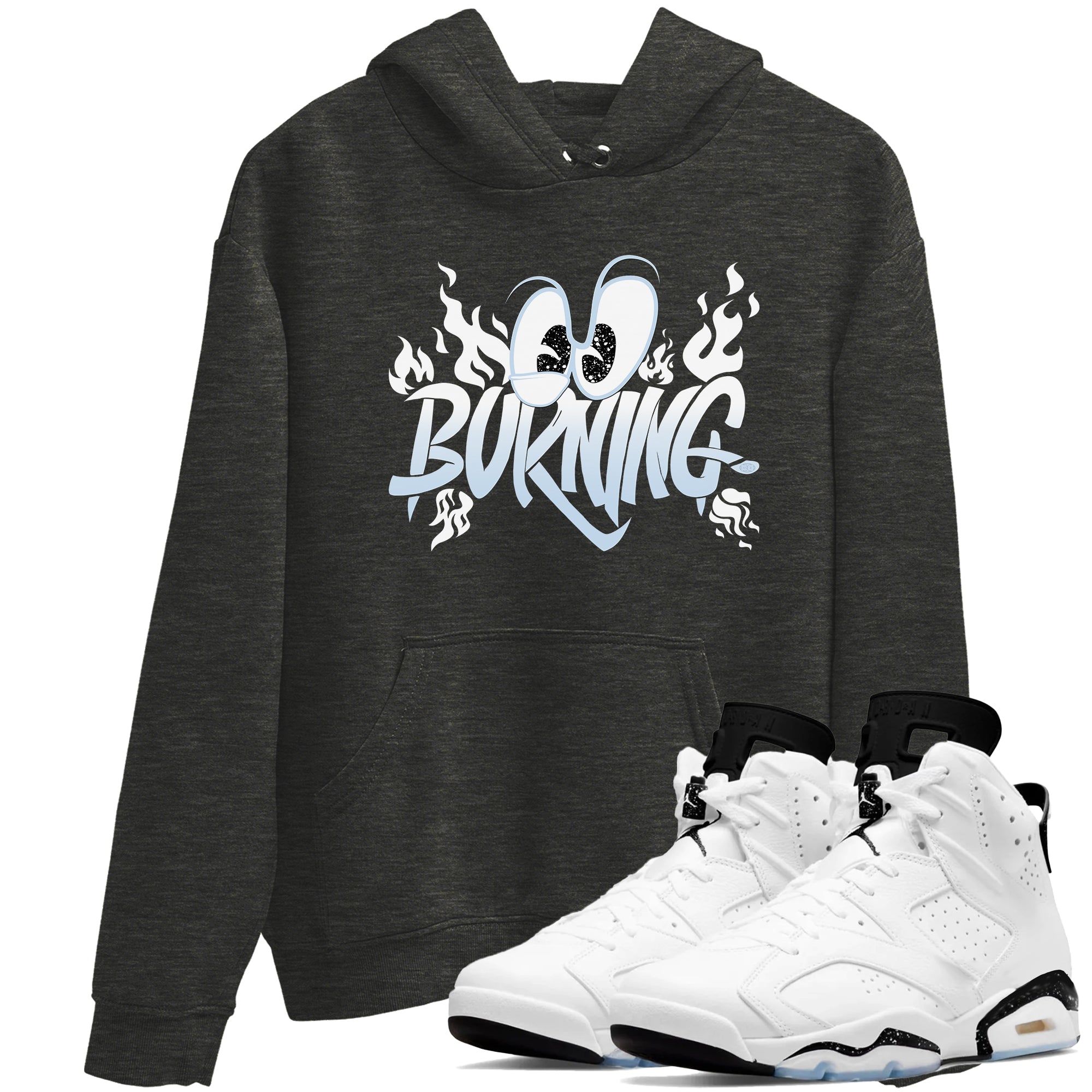 AJ6 Reverse Cookies shirts to match jordans Burning sneaker match tees Air Jordan 6 Reverse Cookies Drip Gear Zone streetwear brand Charcoal Heather 1 unisex cotton tee