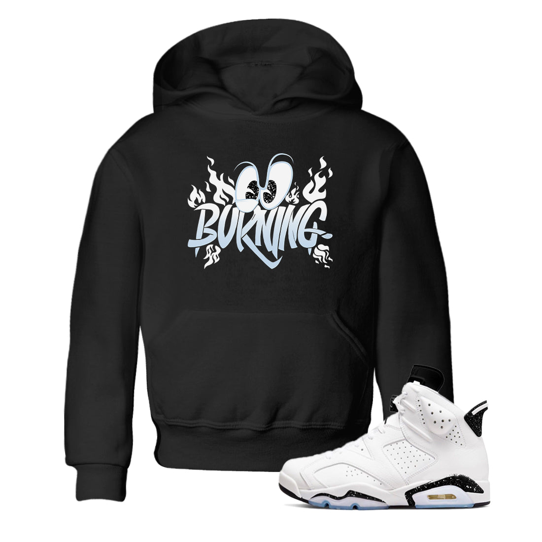AJ6 Reverse Cookies shirts to match jordans Burning sneaker match tees Air Jordan 6 Reverse Cookies Drip Gear Zone streetwear brand Baby and Youth Black 1 cotton tee