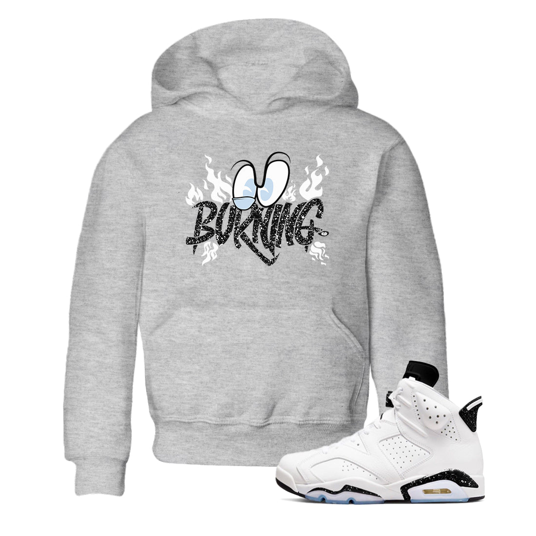 AJ6 Reverse Cookies shirts to match jordans Burning sneaker match tees Air Jordan 6 Reverse Cookies Drip Gear Zone streetwear brand Baby and Youth Heather Grey 1 cotton tee