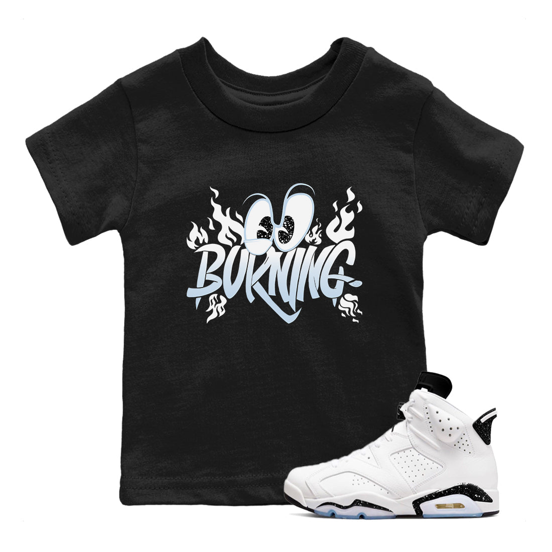 AJ6 Reverse Cookies shirts to match jordans Burning sneaker match tees Air Jordan 6 Reverse Cookies Drip Gear Zone streetwear brand Baby and Youth Black 1 cotton tee