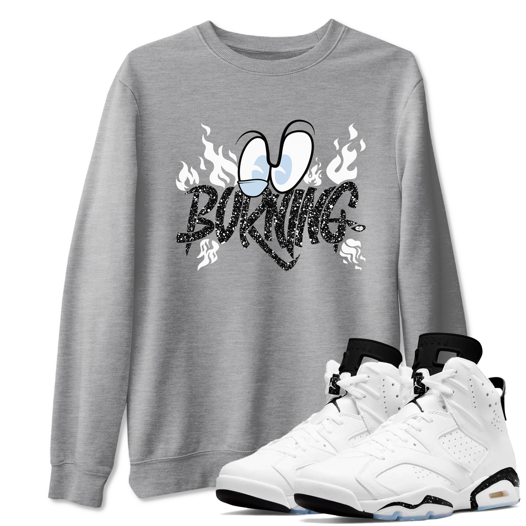 AJ6 Reverse Cookies shirts to match jordans Burning sneaker match tees Air Jordan 6 Reverse Cookies Drip Gear Zone streetwear brand Heather Grey 1 unisex cotton tee