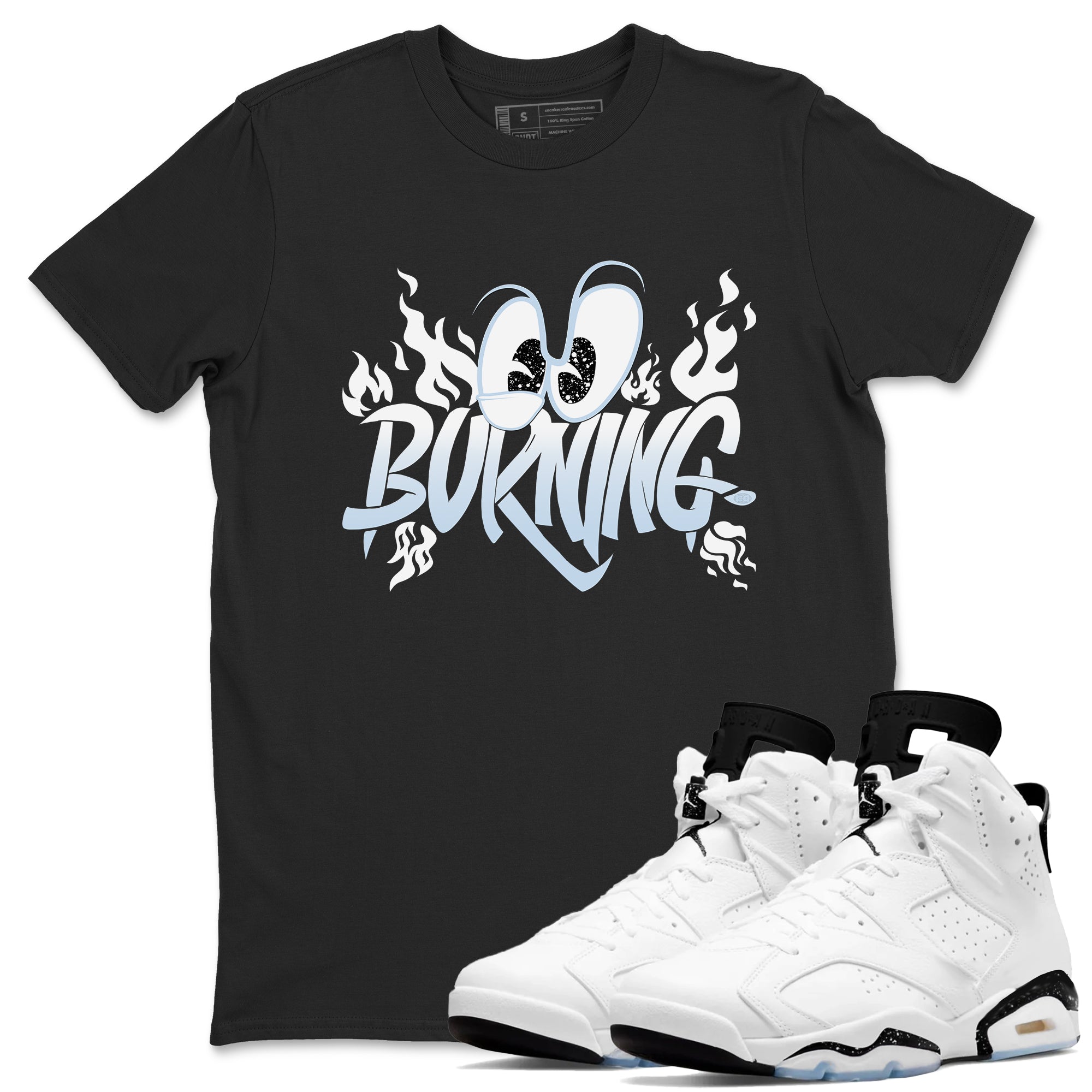 AJ6 Reverse Cookies shirts to match jordans Burning sneaker match tees Air Jordan 6 Reverse Cookies Drip Gear Zone streetwear brand Black 1 unisex cotton tee