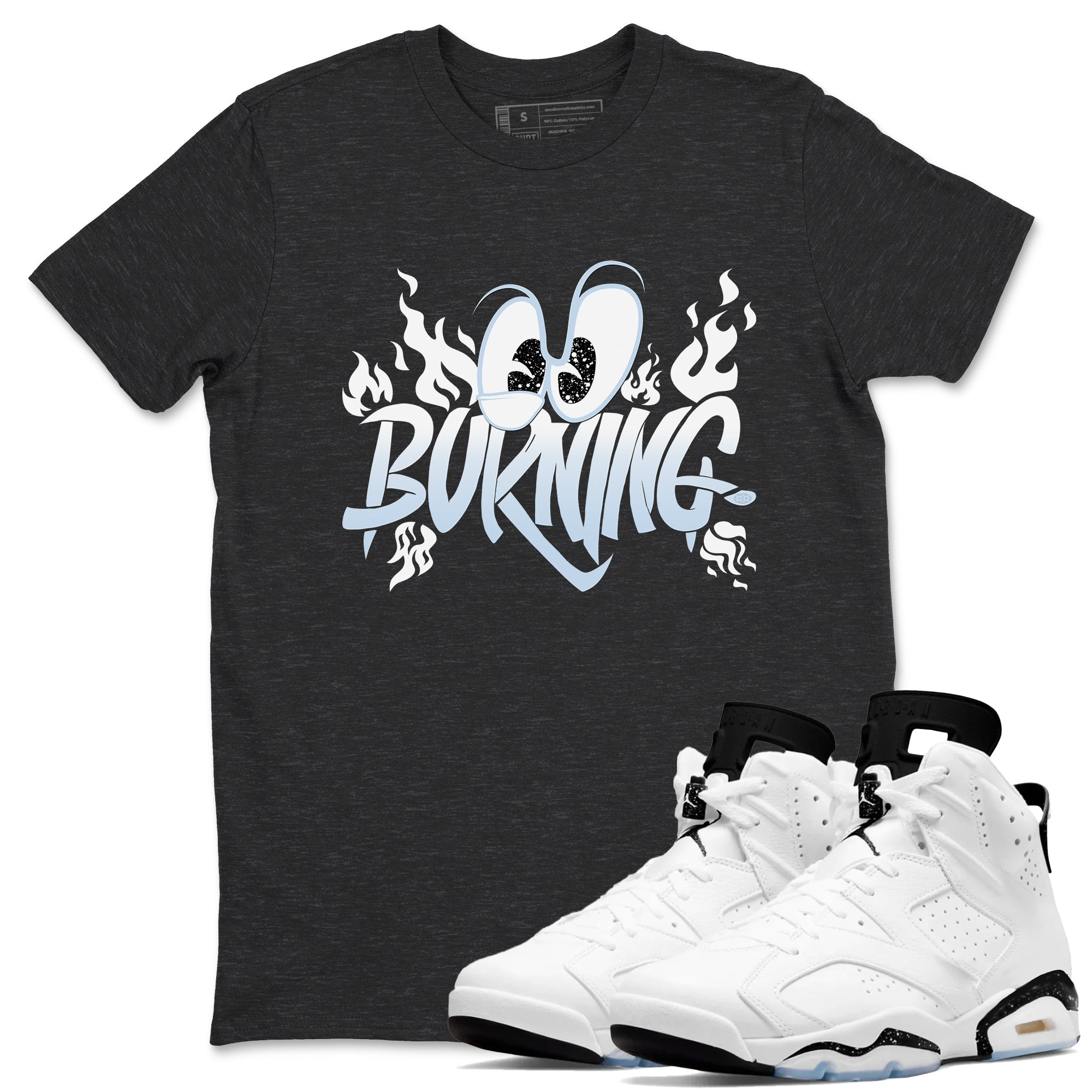 AJ6 Reverse Cookies shirts to match jordans Burning sneaker match tees Air Jordan 6 Reverse Cookies Drip Gear Zone streetwear brand Charcoal Heather 1 unisex cotton tee