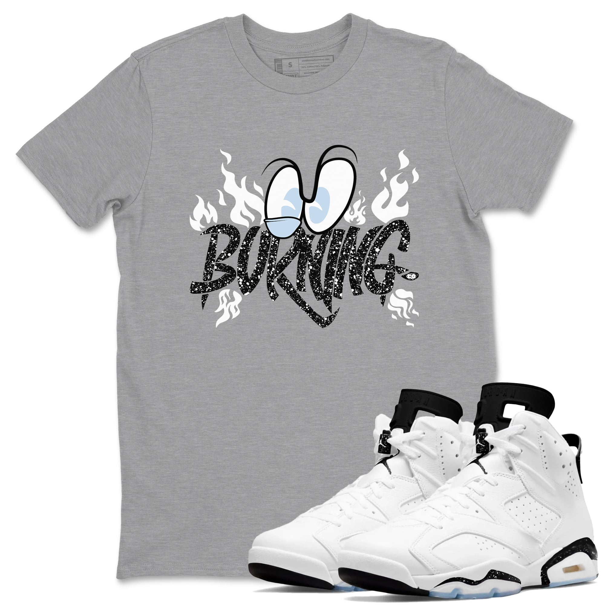 AJ6 Reverse Cookies shirts to match jordans Burning sneaker match tees Air Jordan 6 Reverse Cookies Drip Gear Zone streetwear brand Heather Grey 1 unisex cotton tee