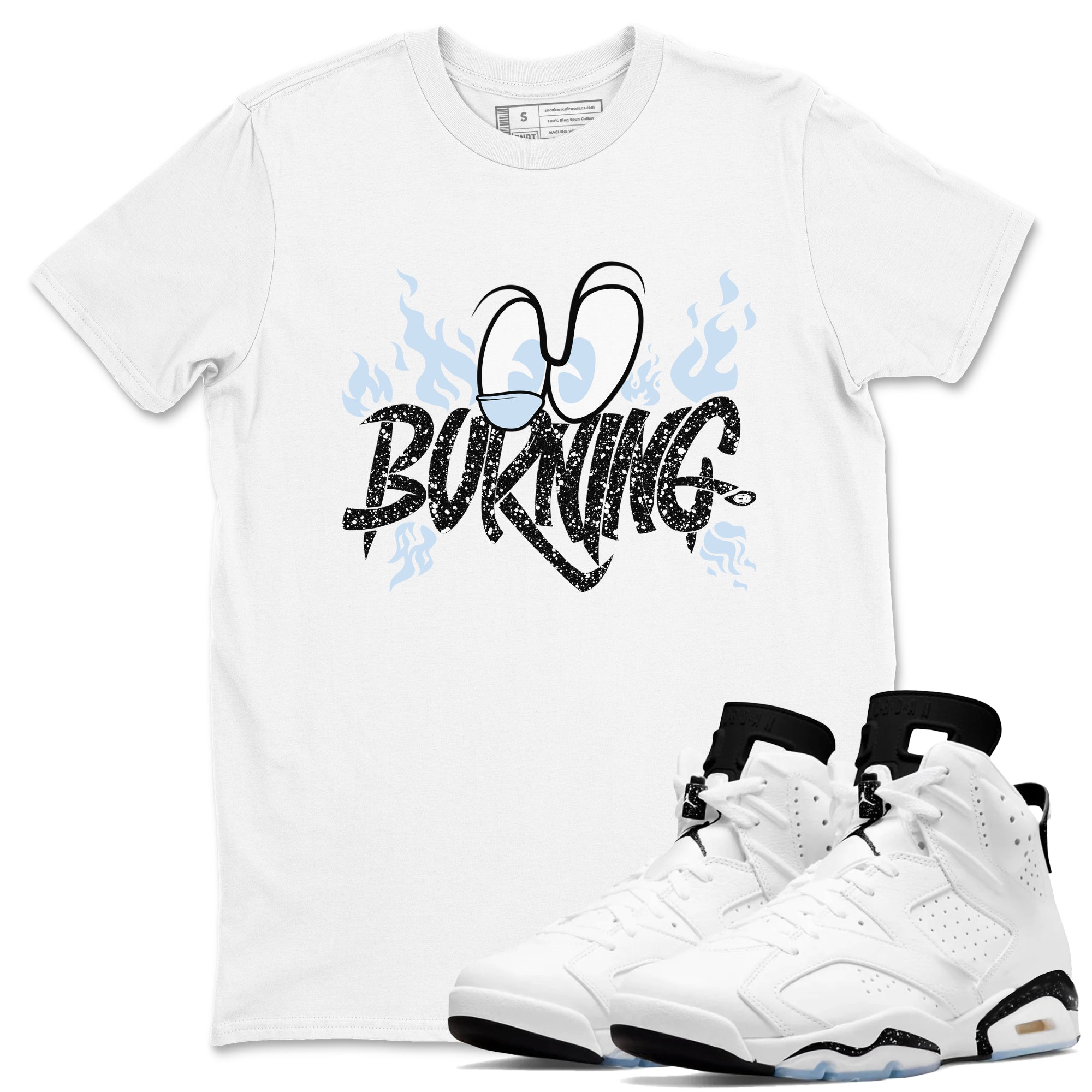 AJ6 Reverse Cookies shirts to match jordans Burning sneaker match tees Air Jordan 6 Reverse Cookies Drip Gear Zone streetwear brand White 1 unisex cotton tee