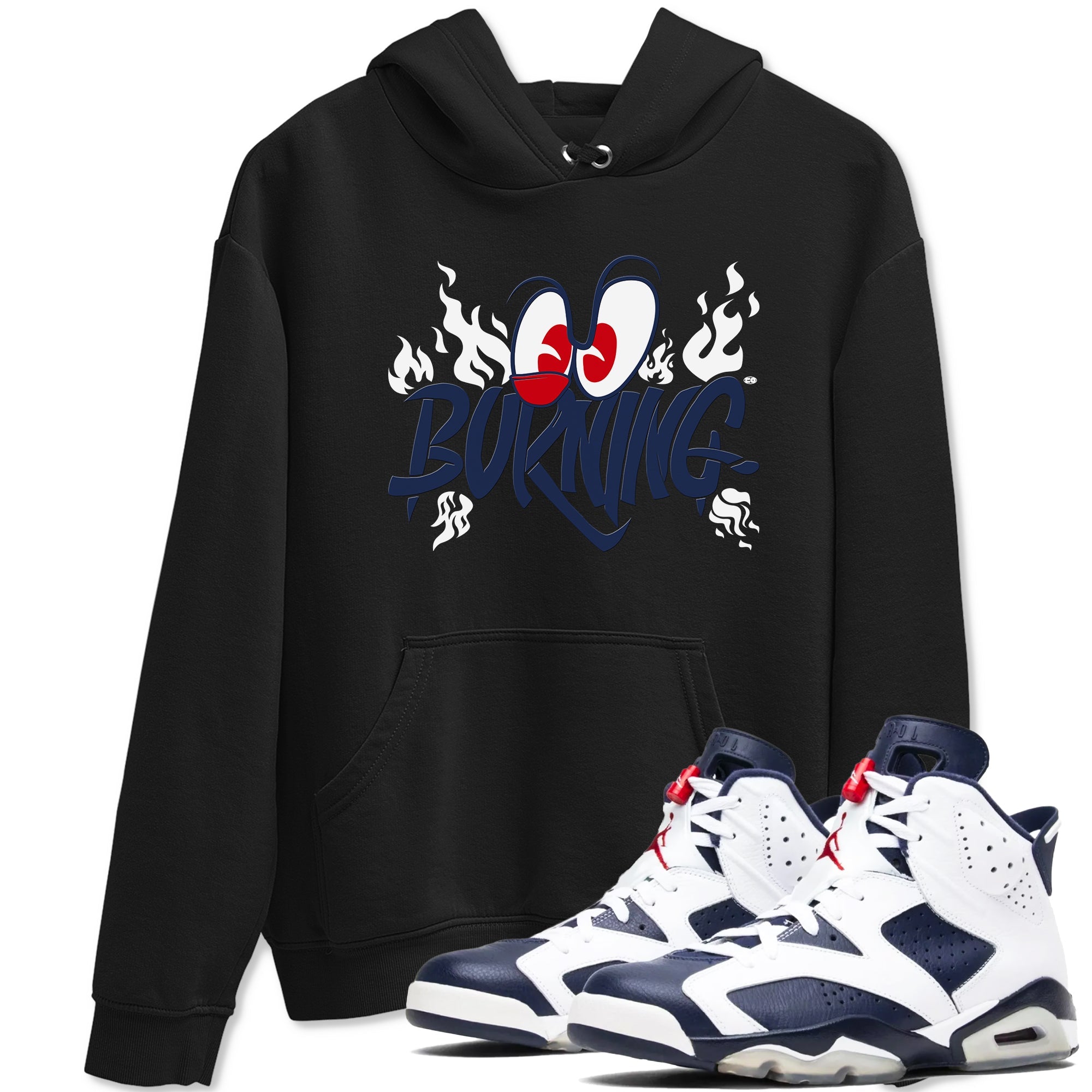 6s White And Midnight Navy shirts to match jordans Burning sneaker match tees Air Jordan 6 White And Midnight Navy Drip Gear Zone unisex cotton Black 1 crew neck shirts