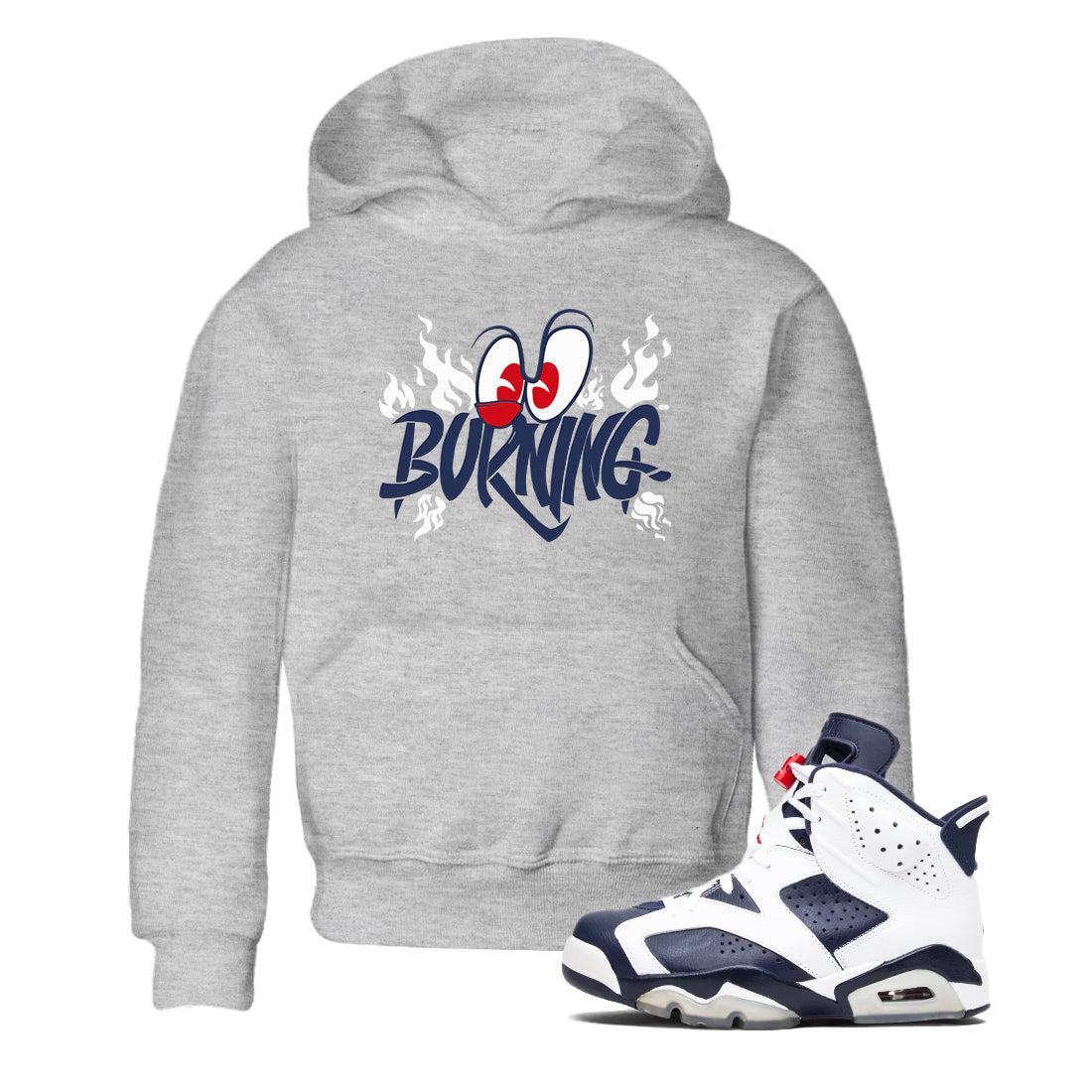6s White And Midnight Navy shirts to match jordans Burning sneaker match tees Air Jordan 6 White And Midnight Navy Drip Gear Zone Youth Baby Heather Grey 1 crew neck shirts