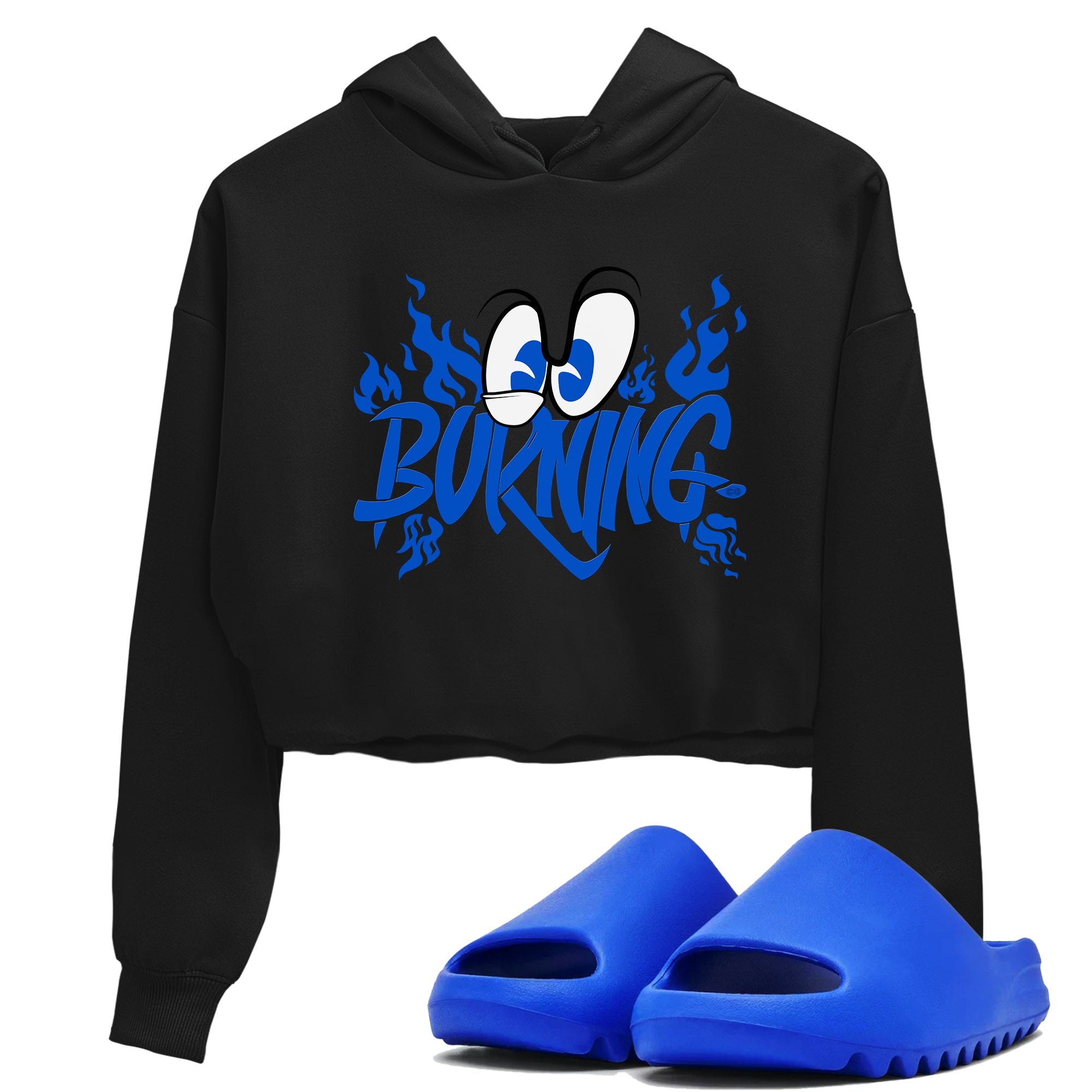 Yeezy Slide Azure shirts to match jordans Burning sneaker match tees Yeezy Slide Azure Drip Gear Zone streetwear brand Black 1 crop tee