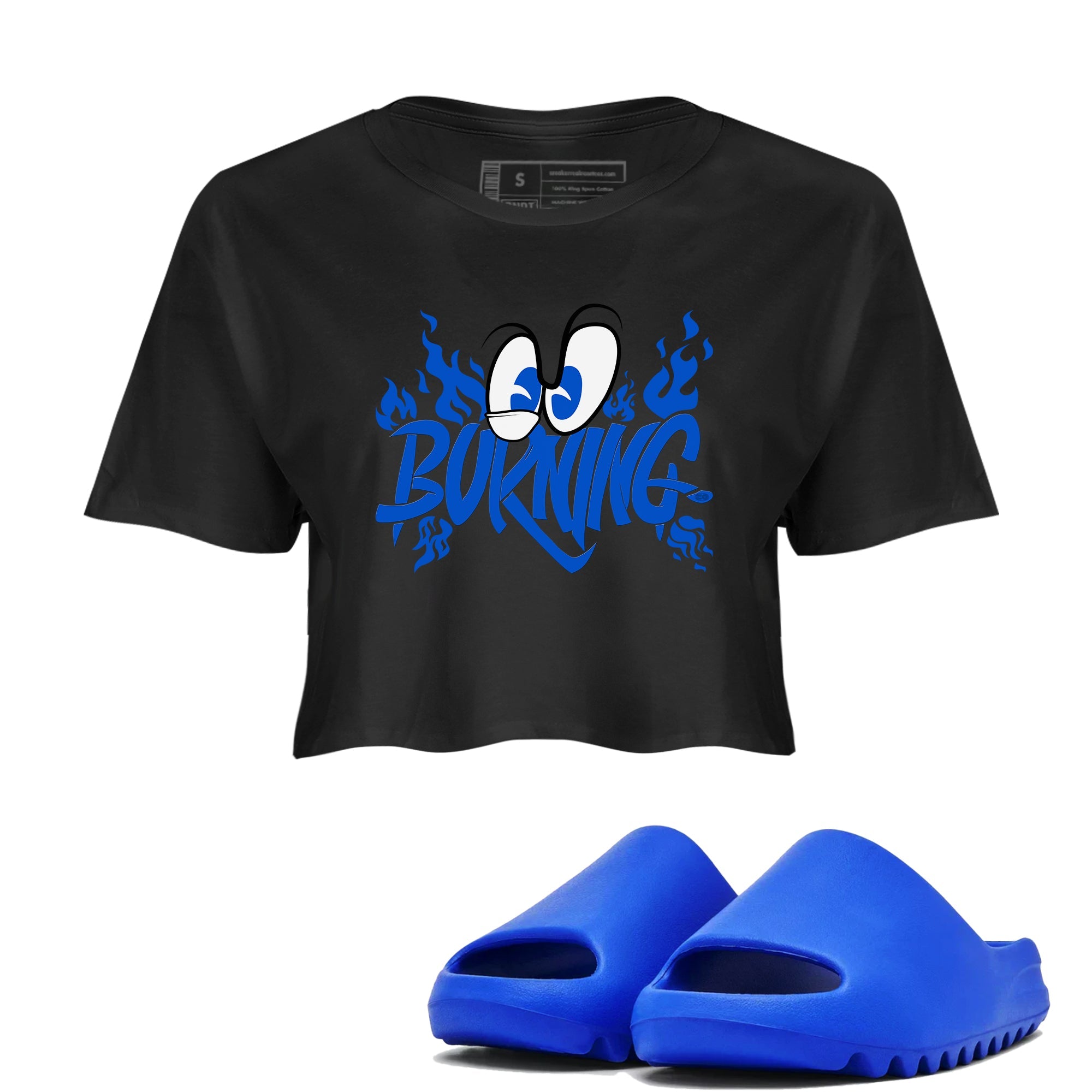 Yeezy Slide Azure shirts to match jordans Burning sneaker match tees Yeezy Slide Azure Drip Gear Zone streetwear brand Black 1 crop tee