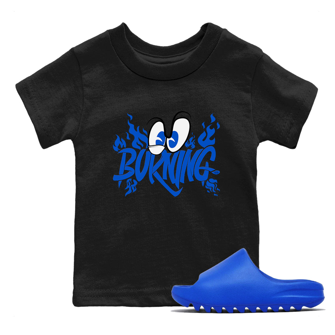 Yeezy Slide Azure shirts to match jordans Burning sneaker match tees Yeezy Slide Azure Drip Gear Zone streetwear brand Baby and Youth Black 1 cotton tee