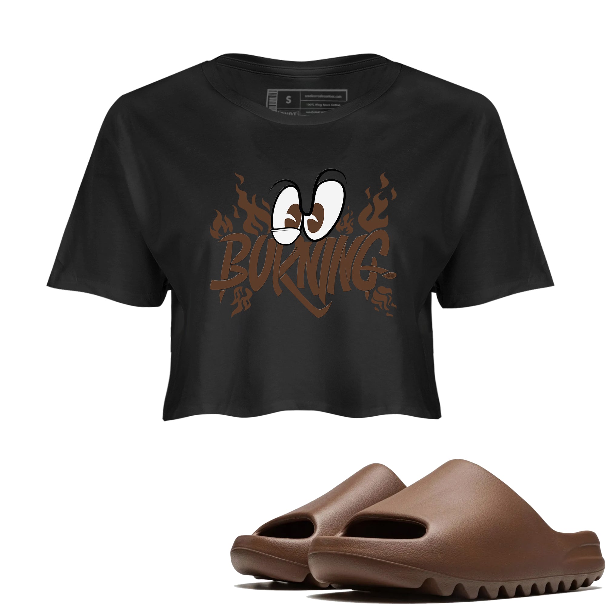 Yeezy Slide Flax shirts to match jordans Burning sneaker match tees Yeezy Slide Flax Drip Gear Zone streetwear brand Black 1 crop tee