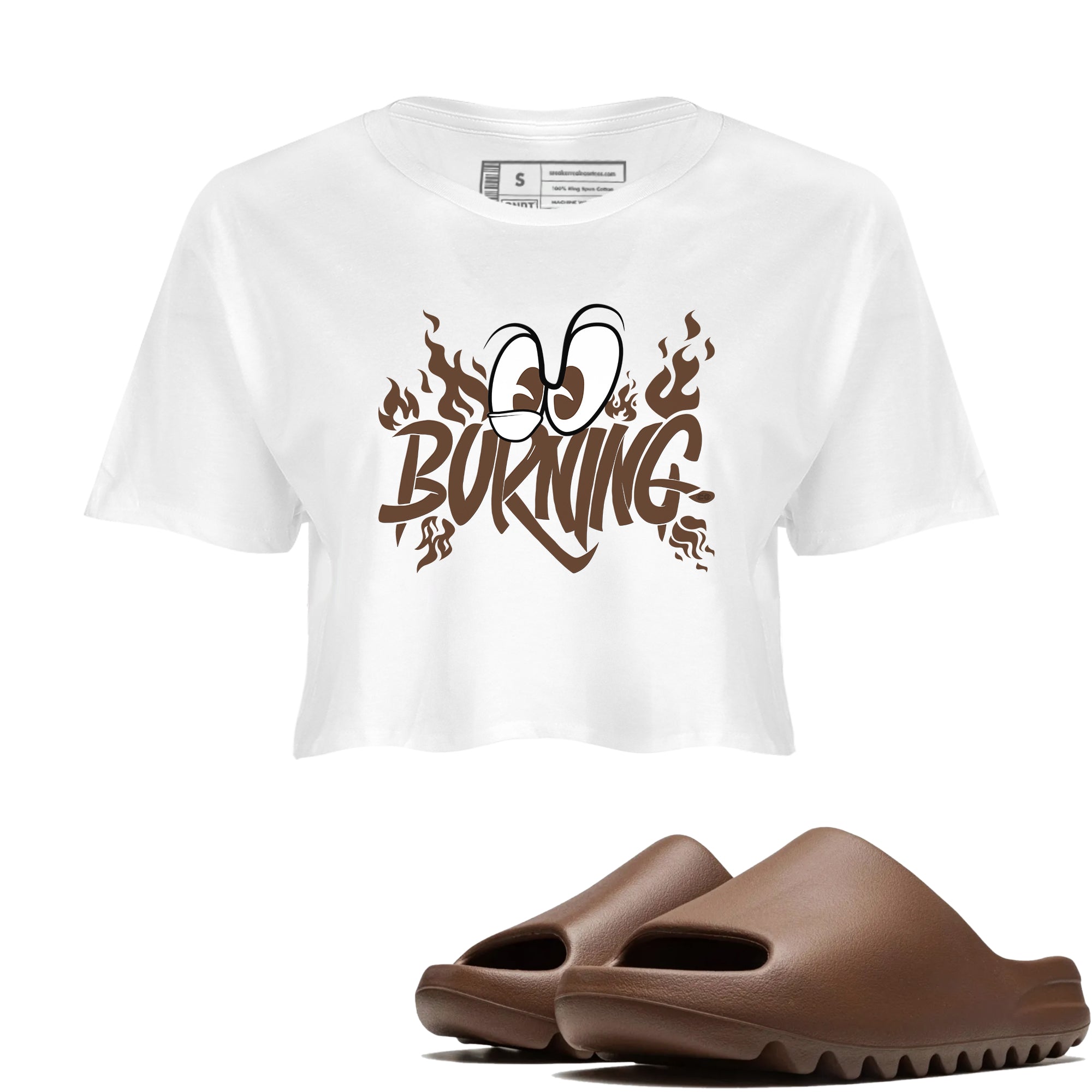 Yeezy Slide Flax shirts to match jordans Burning sneaker match tees Yeezy Slide Flax Drip Gear Zone streetwear brand White 1 crop tee