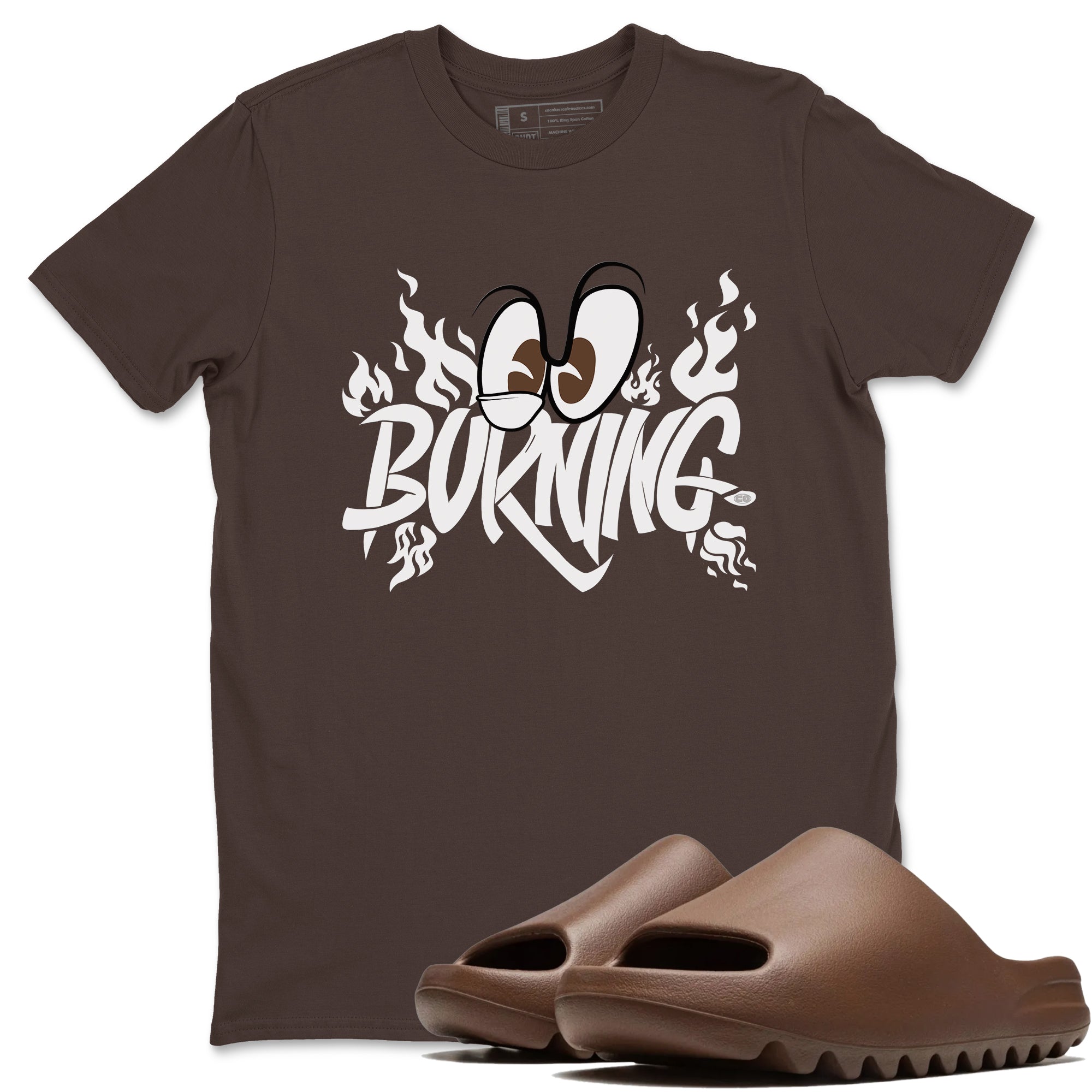 Yeezy Slide Flax shirts to match jordans Burning sneaker match tees Yeezy Slide Flax Drip Gear Zone streetwear brand Dark Chocolate 1 unisex cotton tee