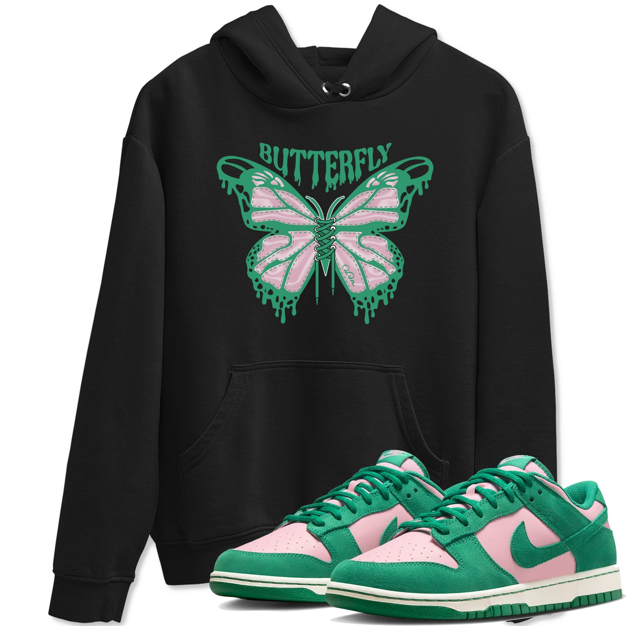 Dunk Low Medium Soft Pink Malachite shirt to match jordans Butterfly sneaker tees Dunk Retro SE Medium Soft Pink Malachite Drip Gear Zone unisex cotton Black 1 crew neck shirt