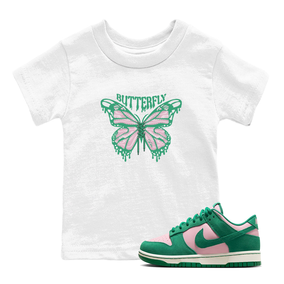 Dunk Low Medium Soft Pink Malachite shirt to match jordans Butterfly sneaker tees Dunk Retro SE Medium Soft Pink Malachite Drip Gear Zone baby toddler White 1 cotton Shirt