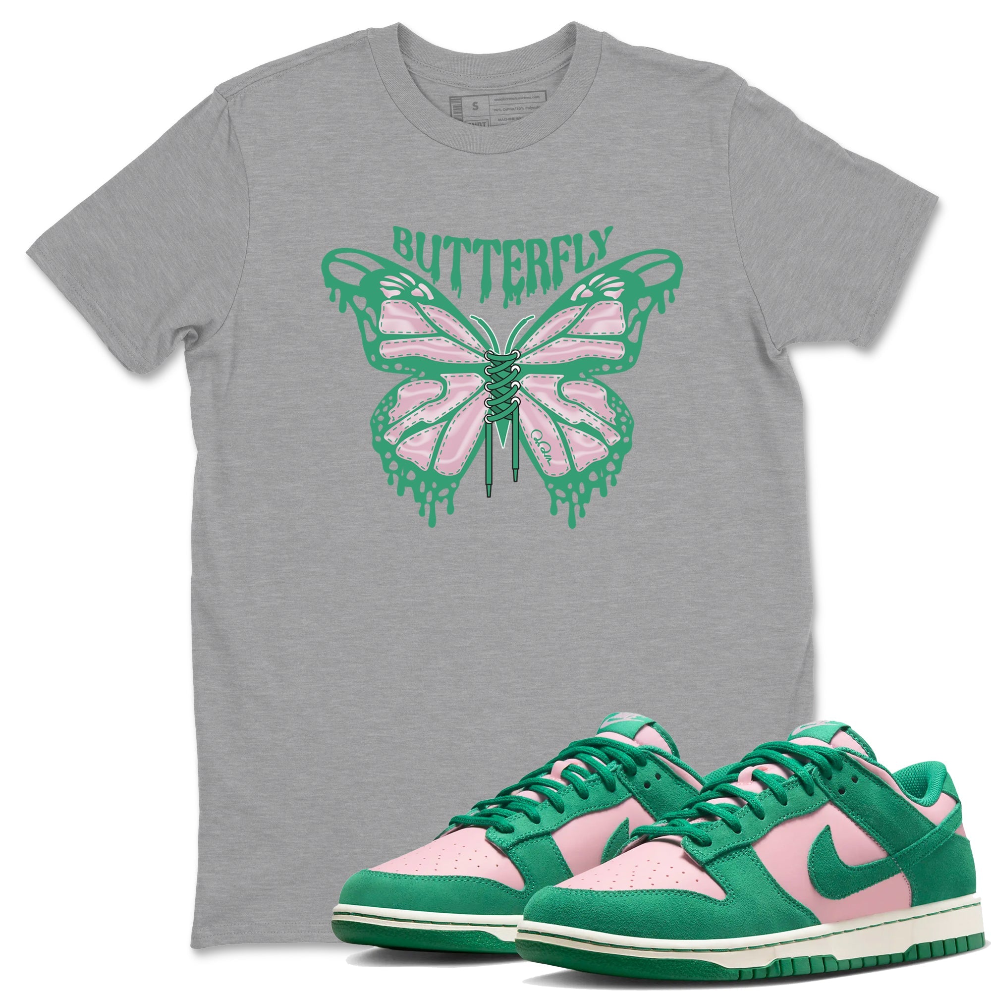Dunk Low Medium Soft Pink Malachite shirt to match jordans Butterfly sneaker tees Dunk Retro SE Medium Soft Pink Malachite Drip Gear Zone unisex cotton Heather Grey 1 crew neck shirt