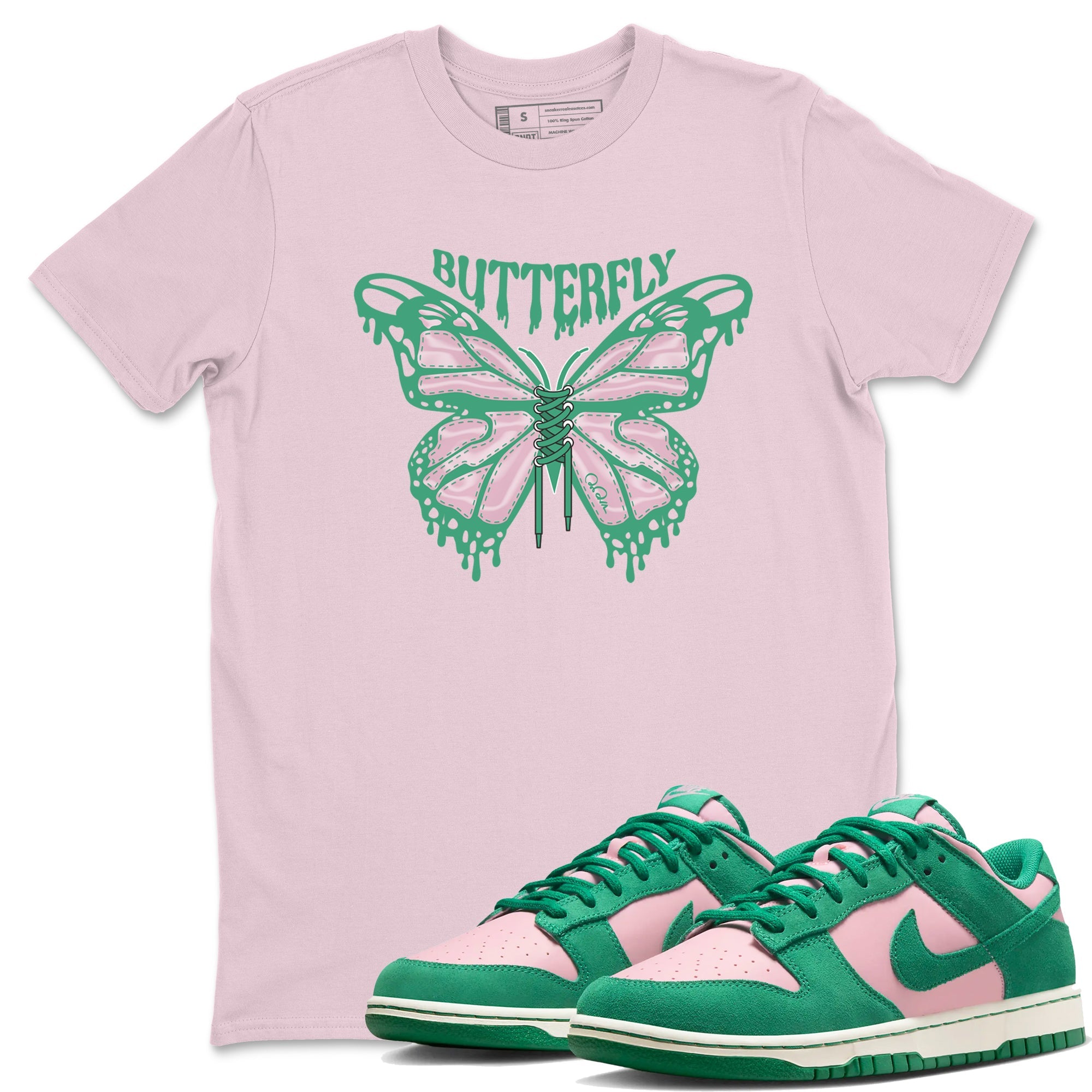 Dunk Low Medium Soft Pink Malachite shirt to match jordans Butterfly sneaker tees Dunk Retro SE Medium Soft Pink Malachite Drip Gear Zone unisex cotton Pink 1 crew neck shirt