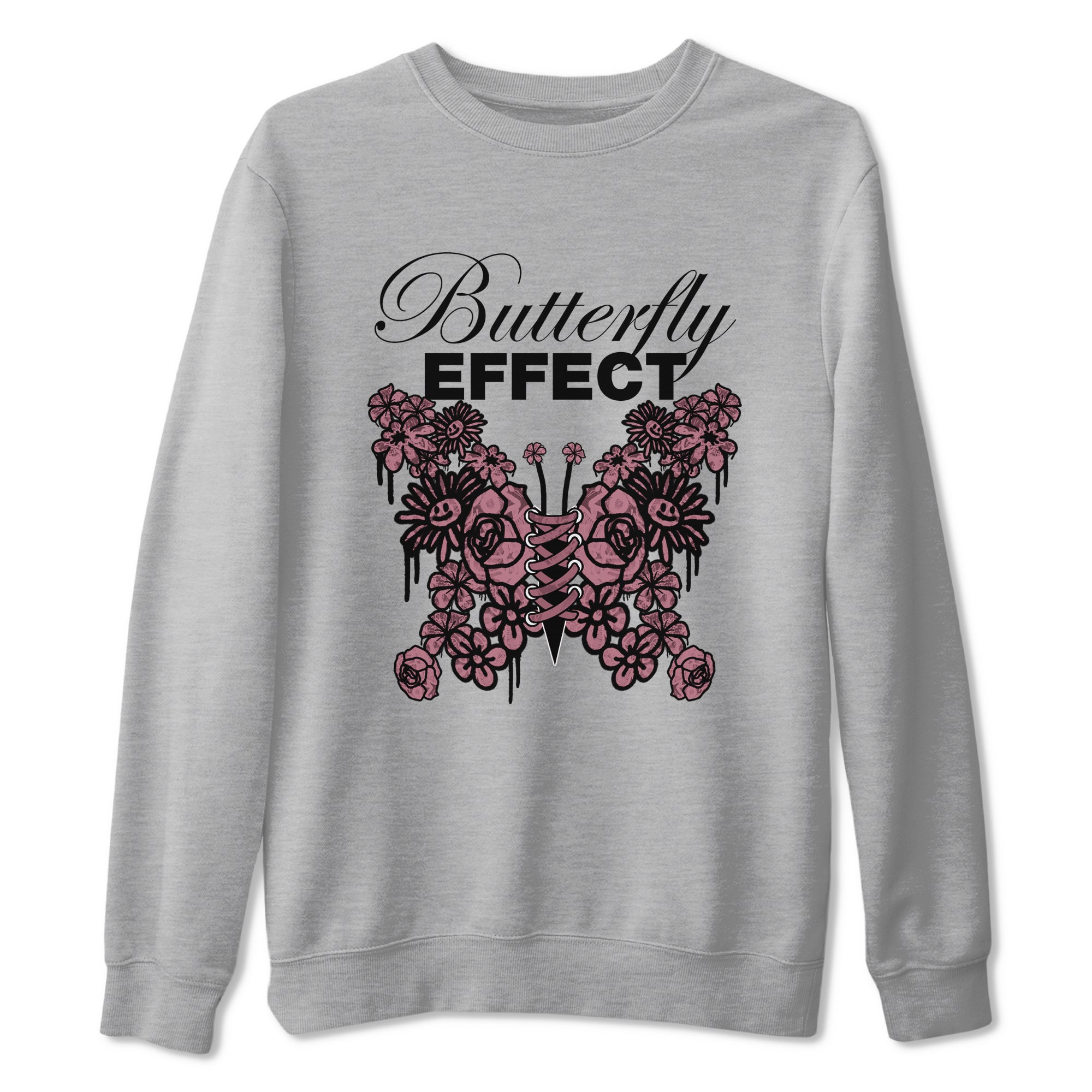 Air Jordan 1 Mauve shirt to match jordans Butterfly Effect sneaker tees AJ1 Mauve Drip Gear Zone Unisex Heather Grey 2 T-Shirt
