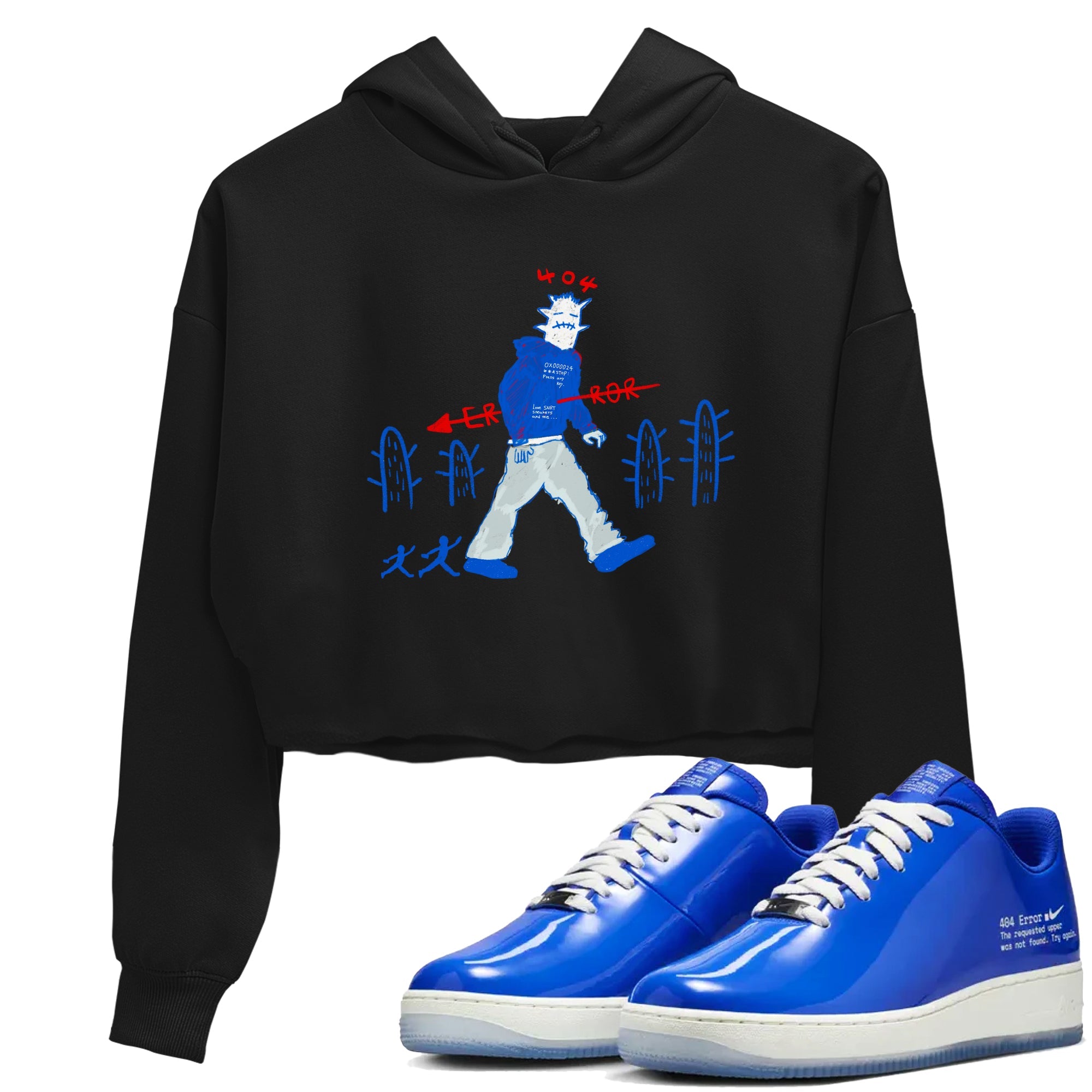 Air Force 1 404 Error shirt to match jordans Cactus Man sneaker tees Air Force 1 404 Error Drip Gear Zone Black 1 crop length shirt