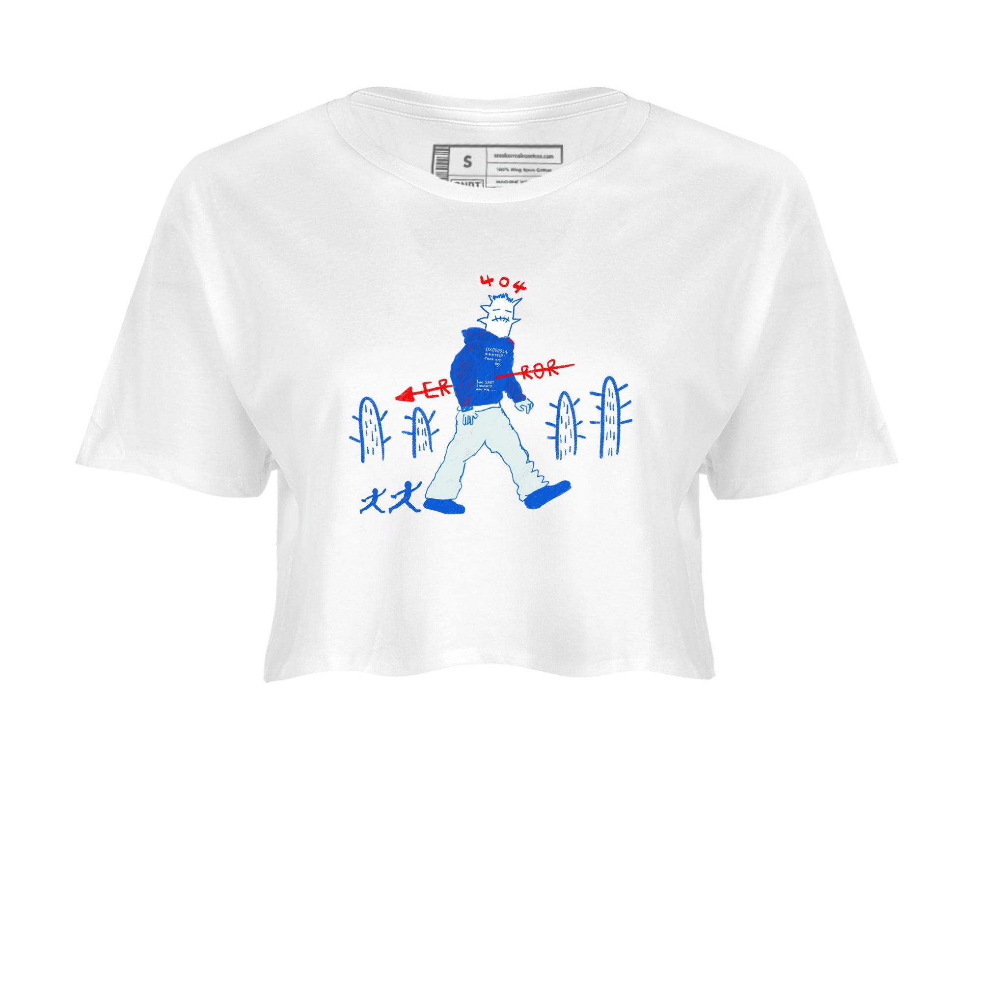 Air Force 1 404 Error shirt to match jordans Cactus Man sneaker tees Air Force 1 404 Error Drip Gear Zone White 2 crop length shirt