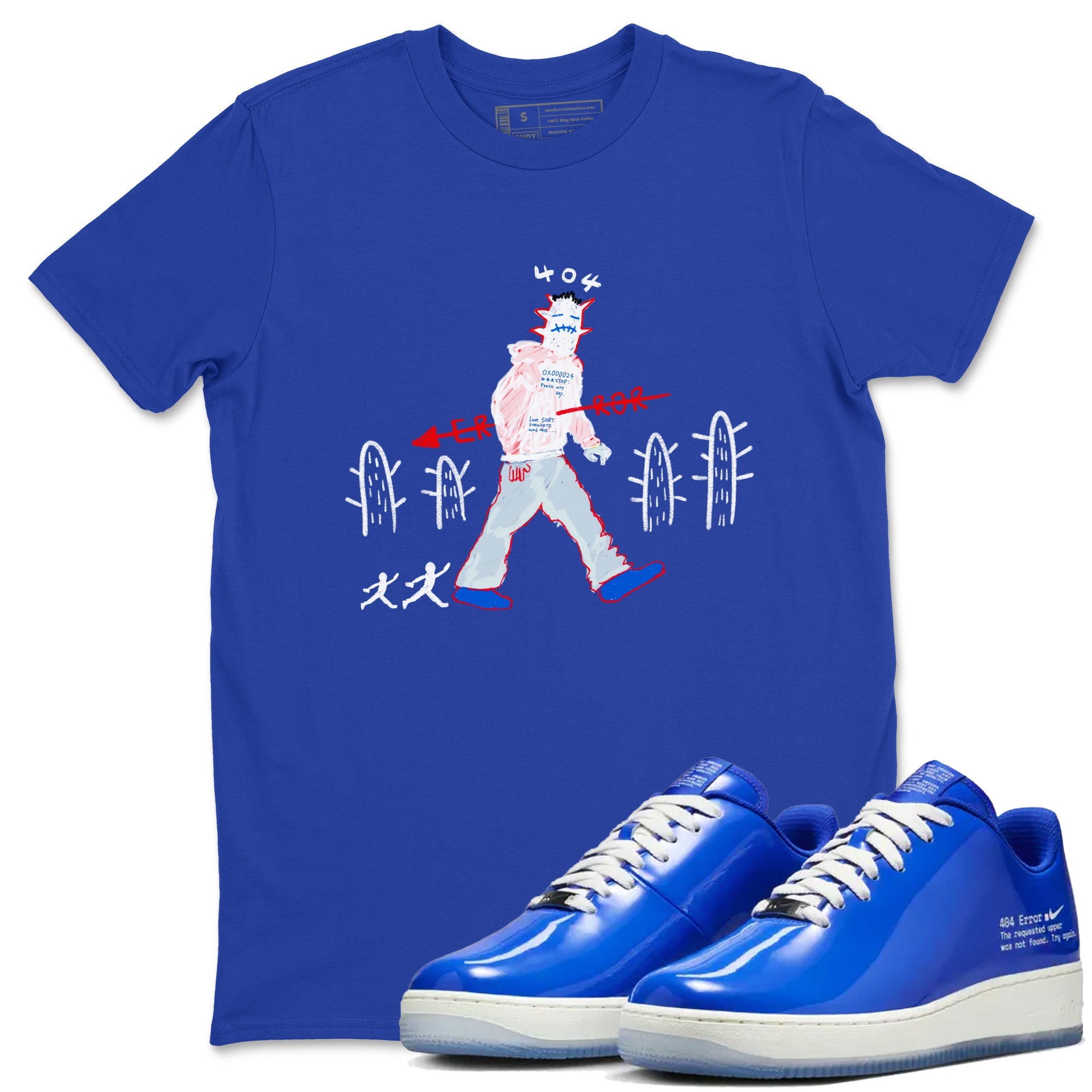 Air Force 1 404 Error shirt to match jordans Cactus Man sneaker tees Air Force 1 404 Error Drip Gear Zone unisex cotton Royal Blue 1 crew neck shirt
