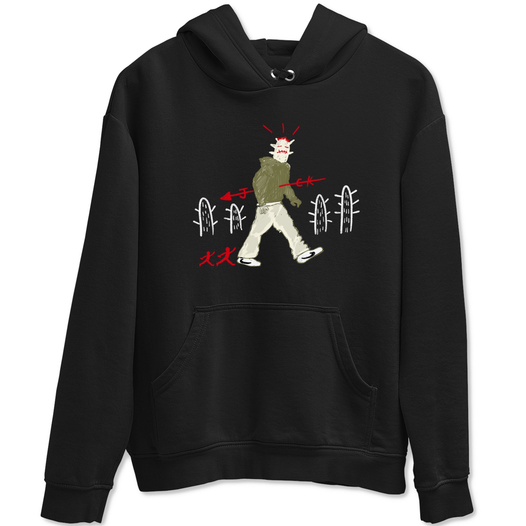 1s Travis Scott Black Olive shirts to match jordans Cactus Man sneaker match tees Air Jordan 1 Travis Scott Black Olive Drip Gear Zone streetwear brand Black 2 unisex cotton tee