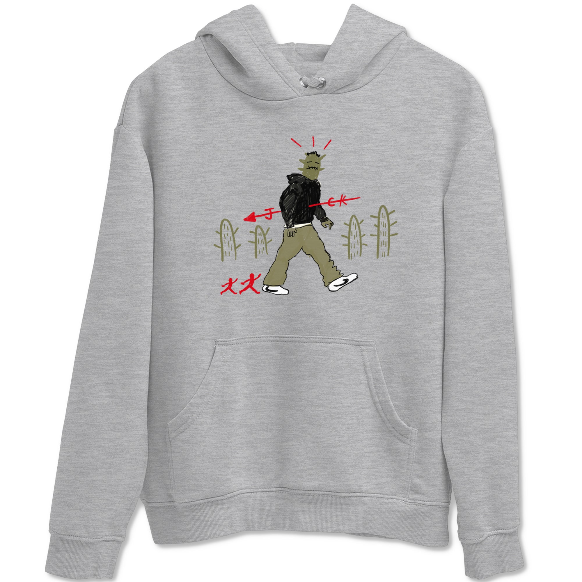 1s Travis Scott Black Olive shirts to match jordans Cactus Man sneaker match tees Air Jordan 1 Travis Scott Black Olive Drip Gear Zone streetwear brand Heather Grey 2 unisex cotton tee