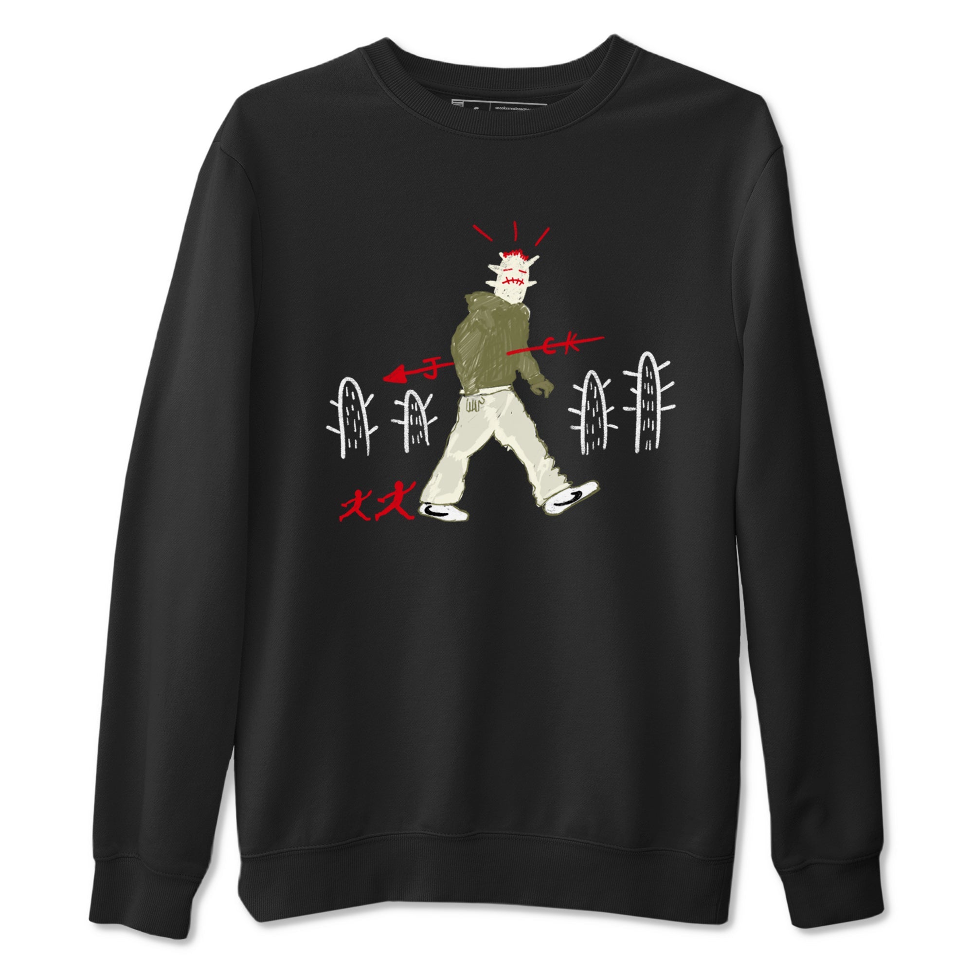 1s Travis Scott Black Olive shirts to match jordans Cactus Man sneaker match tees Air Jordan 1 Travis Scott Black Olive Drip Gear Zone streetwear brand Black 2 unisex cotton tee