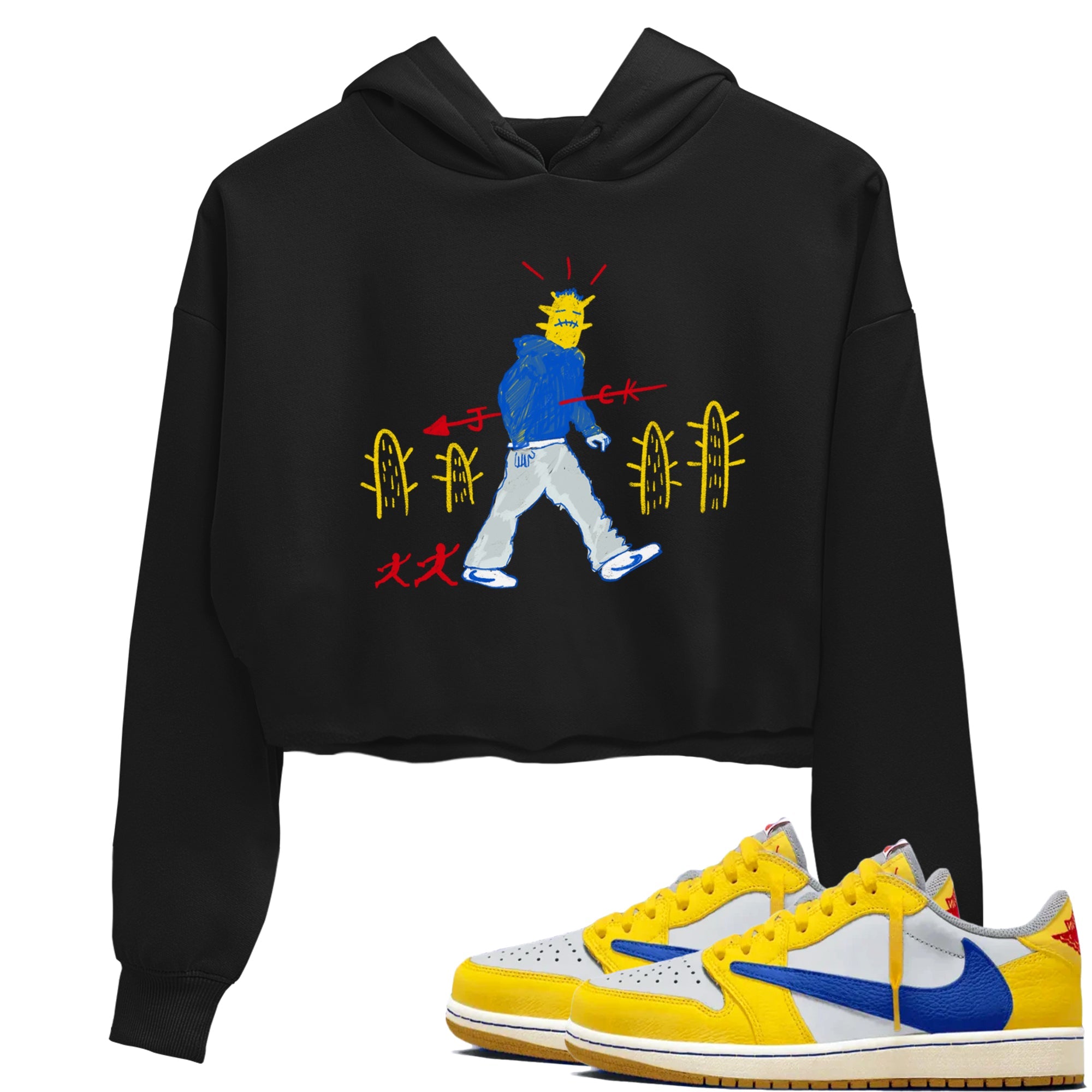 Air Jordan 1 Low x Travis Scott x Canary shirt to match jordans Cactus Man sneaker tees Air Jordan 1 Travis Scott Canary Streetwear Brand Streetwear Brand Drip Gear Zone Black 1 crop length shirt