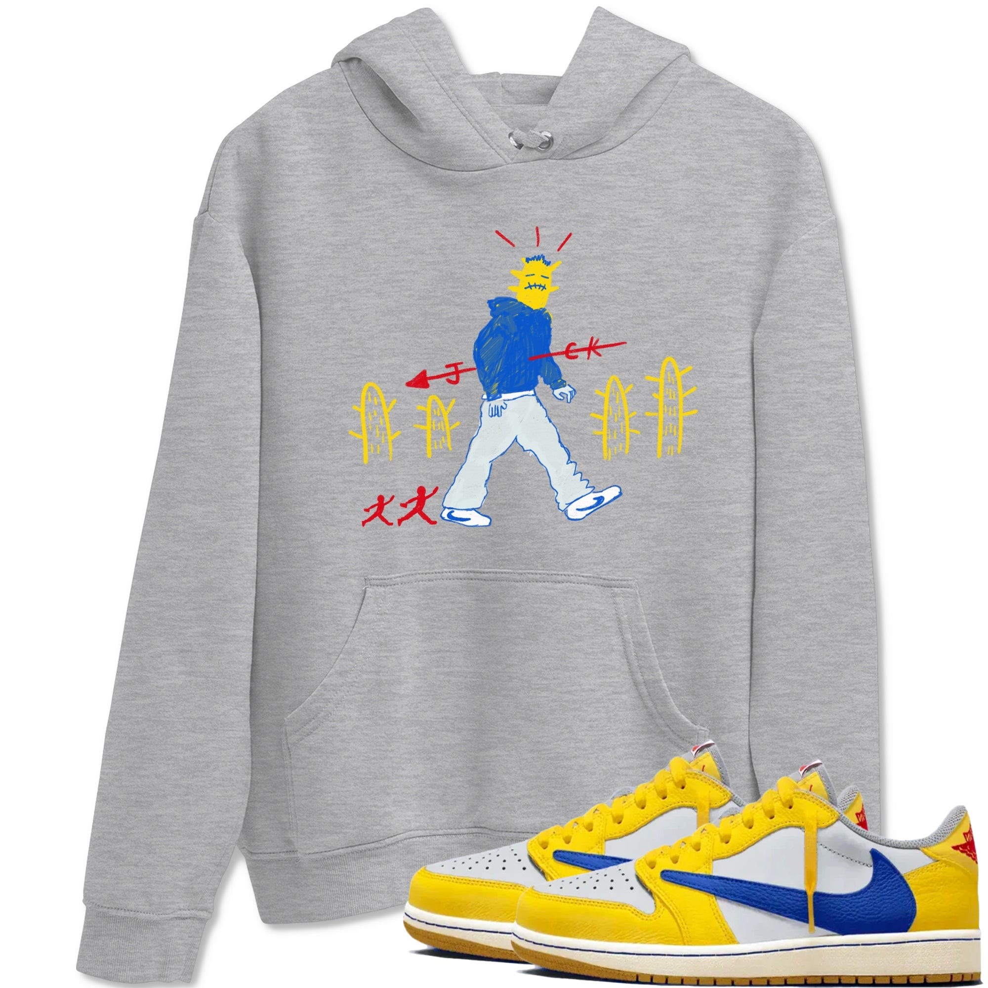 Air Jordan 1 Low x Travis Scott x Canary shirt to match jordans Cactus Man sneaker tees AJ1 Travis Scott Canary Streetwear Brand Drip Gear Zone unisex cotton Heather Grey 1 crew neck shirt