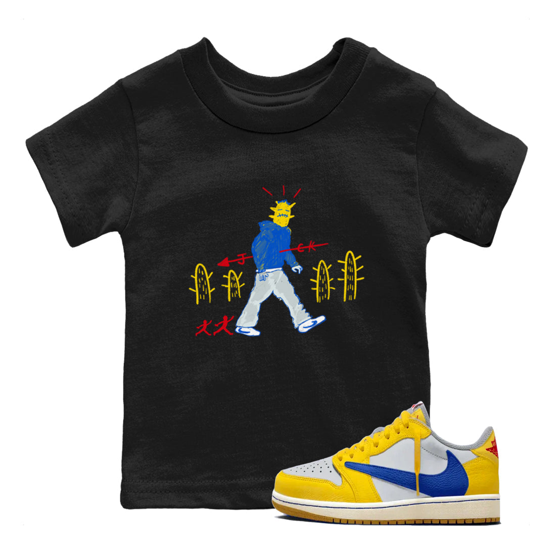 Air Jordan 1 Low x Travis Scott x Canary shirt to match jordans Cactus Man sneaker tees Air Jordan 1 Travis Scott Canary Streetwear Brand Drip Gear Zone baby toddler Black 1 cotton Shirt