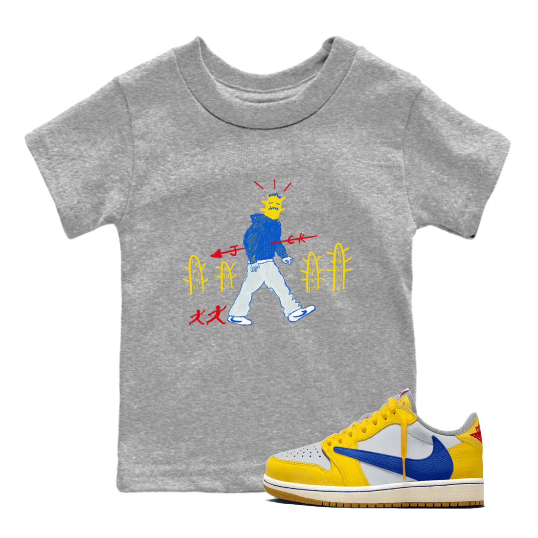 Air Jordan 1 Low x Travis Scott x Canary shirt to match jordans Cactus Man sneaker tees Air Jordan 1 Travis Scott Canary Streetwear Brand Drip Gear Zone baby toddler Heather Grey 1 cotton Shirt