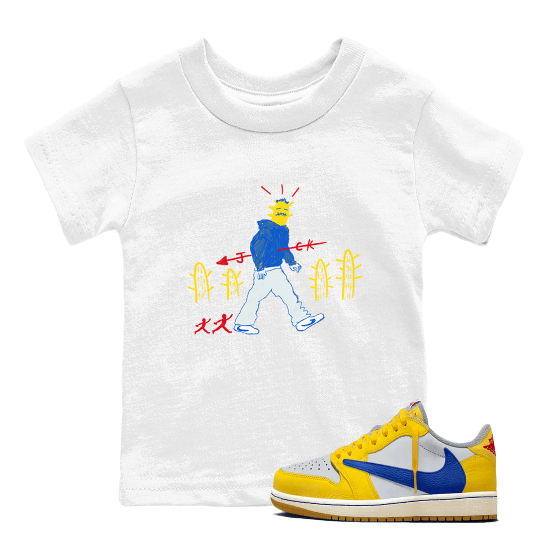 Air Jordan 1 Low x Travis Scott x Canary shirt to match jordans Cactus Man sneaker tees Air Jordan 1 Travis Scott Canary Streetwear Brand Drip Gear Zone baby toddler White 1 cotton Shirt