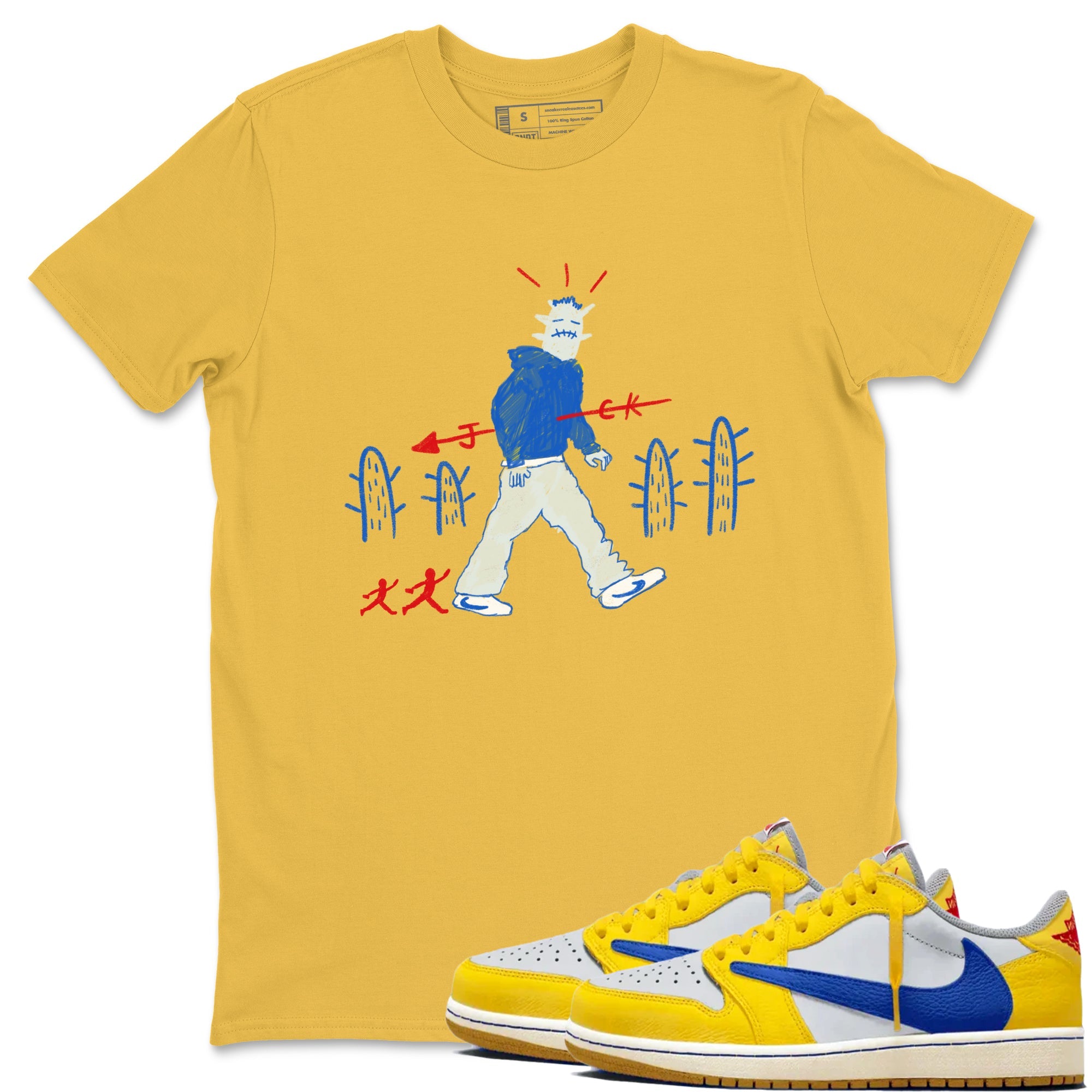 Air Jordan 1 Low x Travis Scott x Canary shirt to match jordans Cactus Man sneaker tees AJ1 Travis Scott Canary Streetwear Brand Drip Gear Zone unisex cotton Daisy 1 crew neck shirt