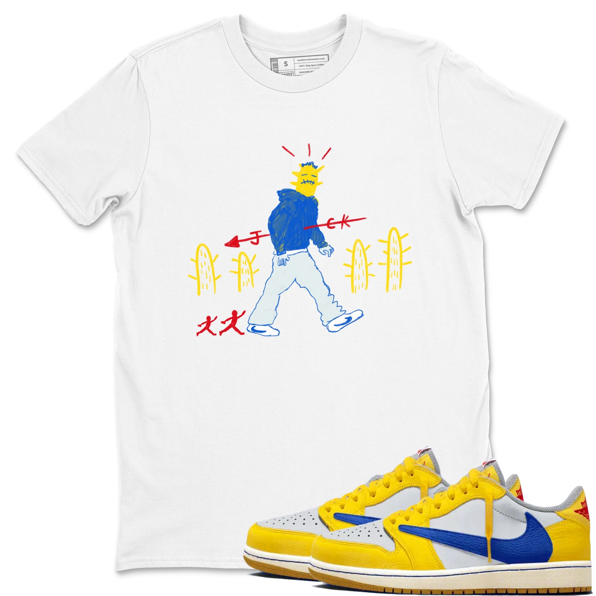 Air Jordan 1 Low x Travis Scott x Canary shirt to match jordans Cactus Man sneaker tees AJ1 Travis Scott Canary Streetwear Brand Drip Gear Zone unisex cotton White 1 crew neck shirt